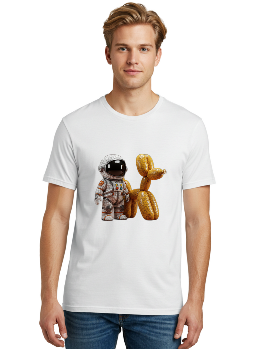 Astronaut-With-Balloon-Dog Men'S Graphic Tee, 100% Cotton, Comfortable Casual Summer Wear, Machine Washable, Vintage Camera, Old Camera, Antique Camera, Black Camera, Classic Photography, Photography Equipment, Nostalgic Device, Film Camera, Bal732