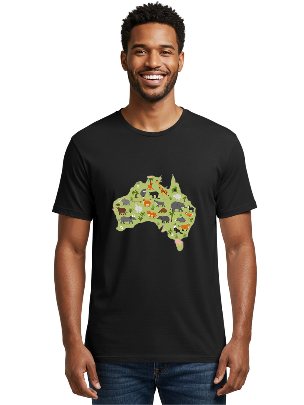 Australian-Animals-Map Men'S Graphic Tee, 100% Cotton, Comfortable Casual Summer Wear, Machine Washable, Vintage Camera, Old Camera, Antique Camera, Black Camera, Classic Photography, Photography Equipment, Nostalgic Device, Film Camera, Bal735