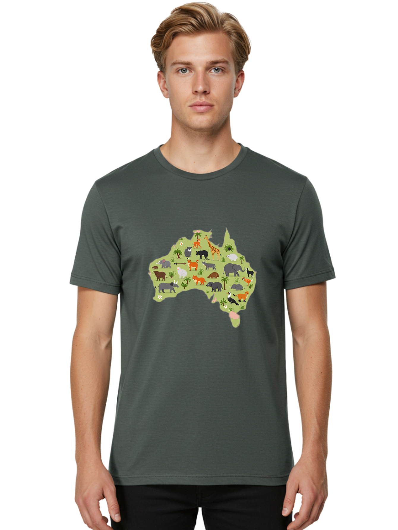 Australian-Animals-Map Men'S Graphic Tee, 100% Cotton, Comfortable Casual Summer Wear, Machine Washable, Vintage Camera, Old Camera, Antique Camera, Black Camera, Classic Photography, Photography Equipment, Nostalgic Device, Film Camera, Bal735