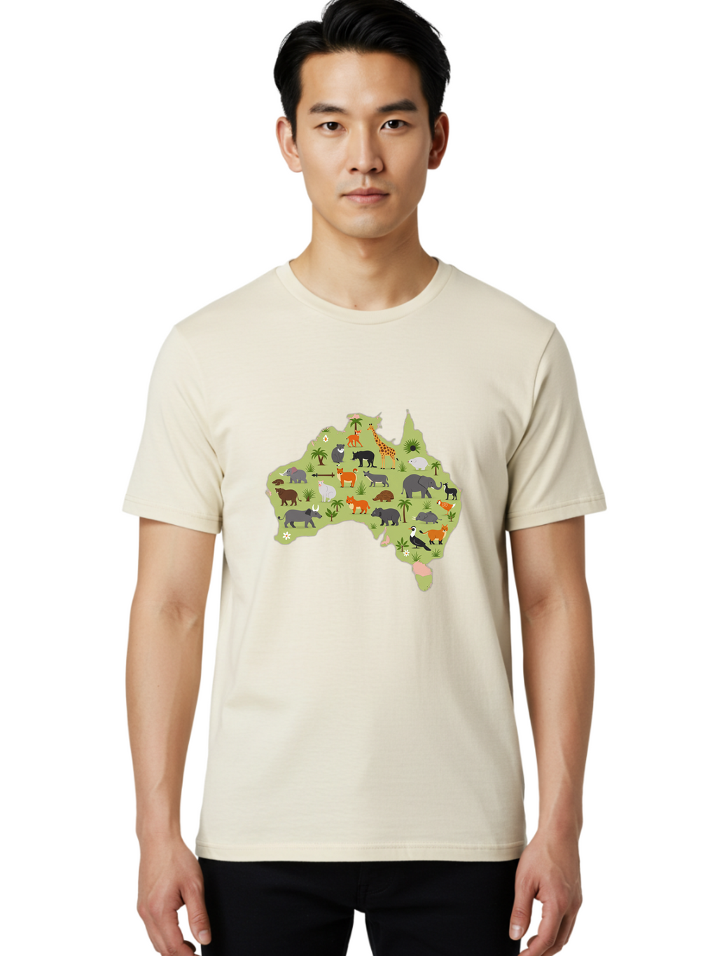 Australian-Animals-Map Men'S Graphic Tee, 100% Cotton, Comfortable Casual Summer Wear, Machine Washable, Vintage Camera, Old Camera, Antique Camera, Black Camera, Classic Photography, Photography Equipment, Nostalgic Device, Film Camera, Bal735