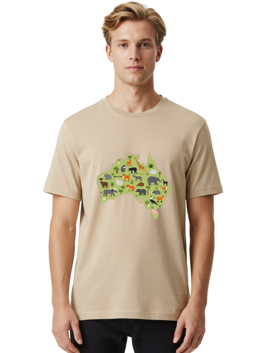 Australian-Animals-Map Men'S Graphic Tee, 100% Cotton, Comfortable Casual Summer Wear, Machine Washable, Vintage Camera, Old Camera, Antique Camera, Black Camera, Classic Photography, Photography Equipment, Nostalgic Device, Film Camera, Bal735