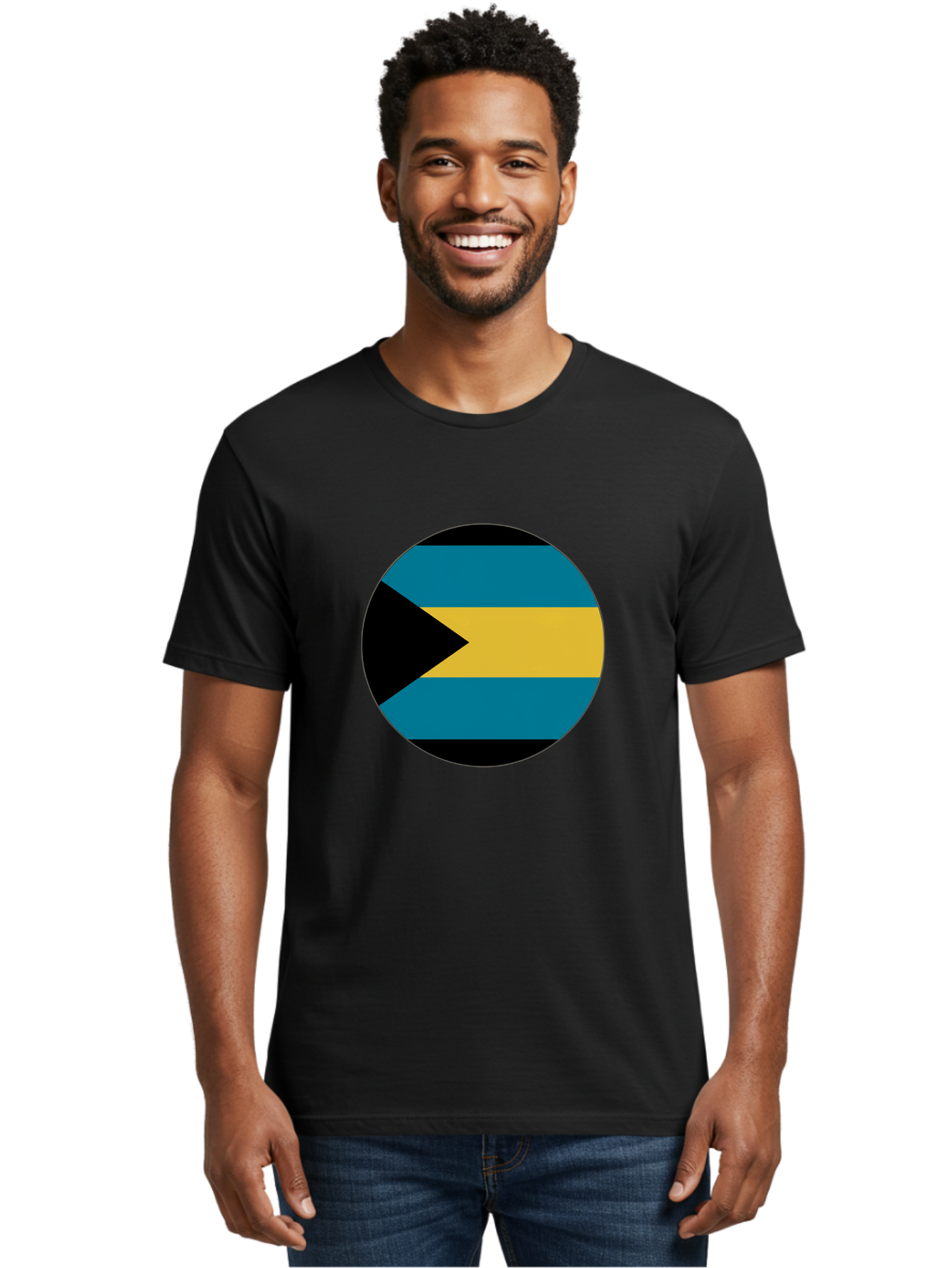 Bahamas-Flag Men'S Graphic Tee, 100% Cotton, Comfortable Casual Summer Wear, Machine Washable, Vintage Camera, Old Camera, Antique Camera, Black Camera, Classic Photography, Photography Equipment, Nostalgic Device, Film Camera, Camera Art Bal746