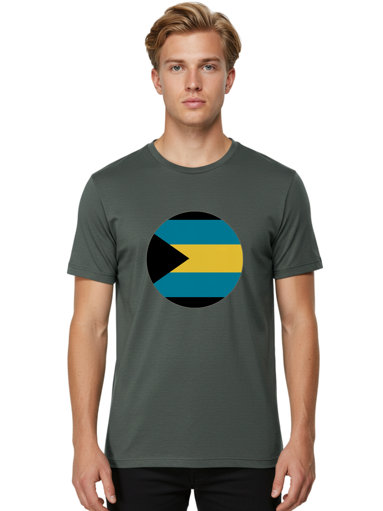 Bahamas-Flag Men'S Graphic Tee, 100% Cotton, Comfortable Casual Summer Wear, Machine Washable, Vintage Camera, Old Camera, Antique Camera, Black Camera, Classic Photography, Photography Equipment, Nostalgic Device, Film Camera, Camera Art Bal746