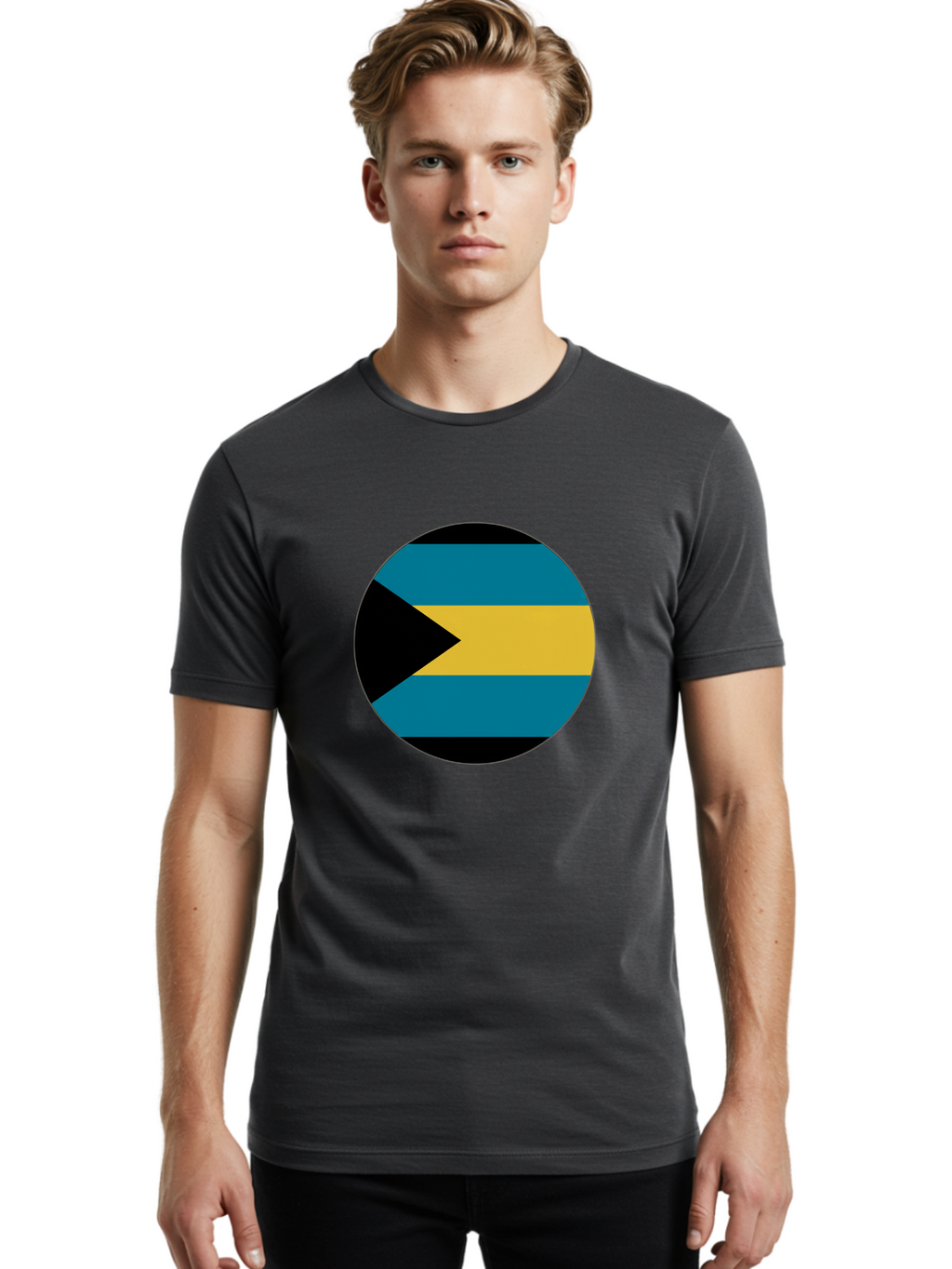 Bahamas-Flag Men'S Graphic Tee, 100% Cotton, Comfortable Casual Summer Wear, Machine Washable, Vintage Camera, Old Camera, Antique Camera, Black Camera, Classic Photography, Photography Equipment, Nostalgic Device, Film Camera, Camera Art Bal746