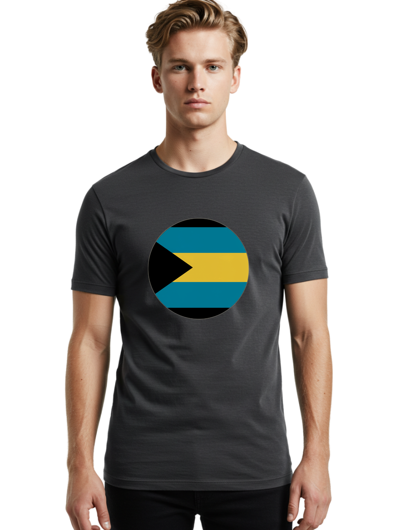 Bahamas-Flag Men'S Graphic Tee, 100% Cotton, Comfortable Casual Summer Wear, Machine Washable, Vintage Camera, Old Camera, Antique Camera, Black Camera, Classic Photography, Photography Equipment, Nostalgic Device, Film Camera, Camera Art Bal746