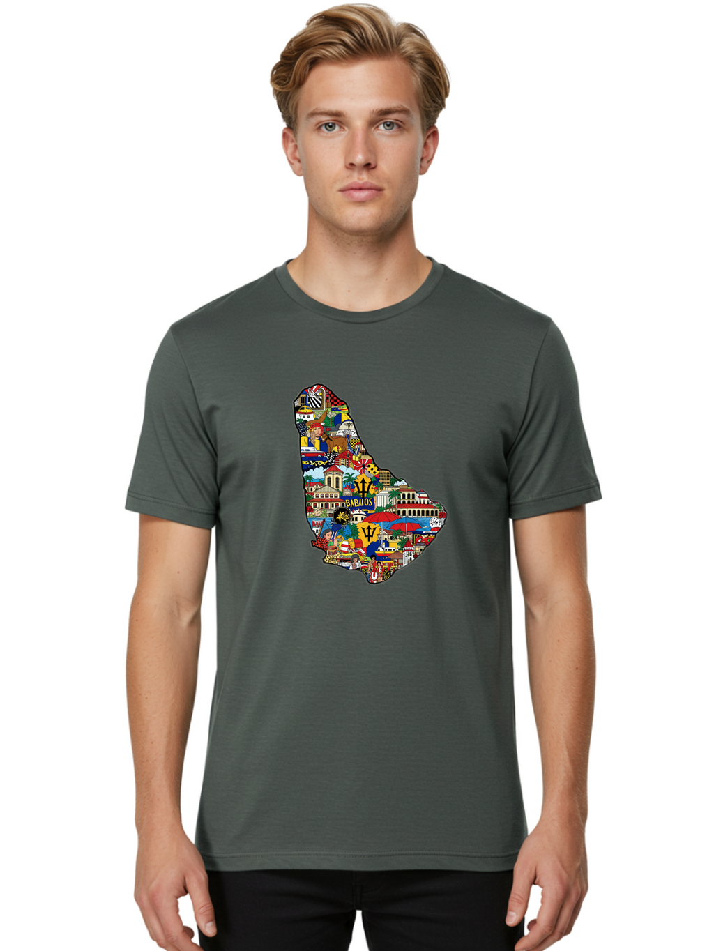 Barbados-Collage Men'S Graphic Tee, 100% Cotton, Comfortable Casual Summer Wear, Machine Washable, Vintage Camera, Old Camera, Antique Camera, Black Camera, Classic Photography, Photography Equipment, Nostalgic Device, Film Camera, Camera Art Bal752