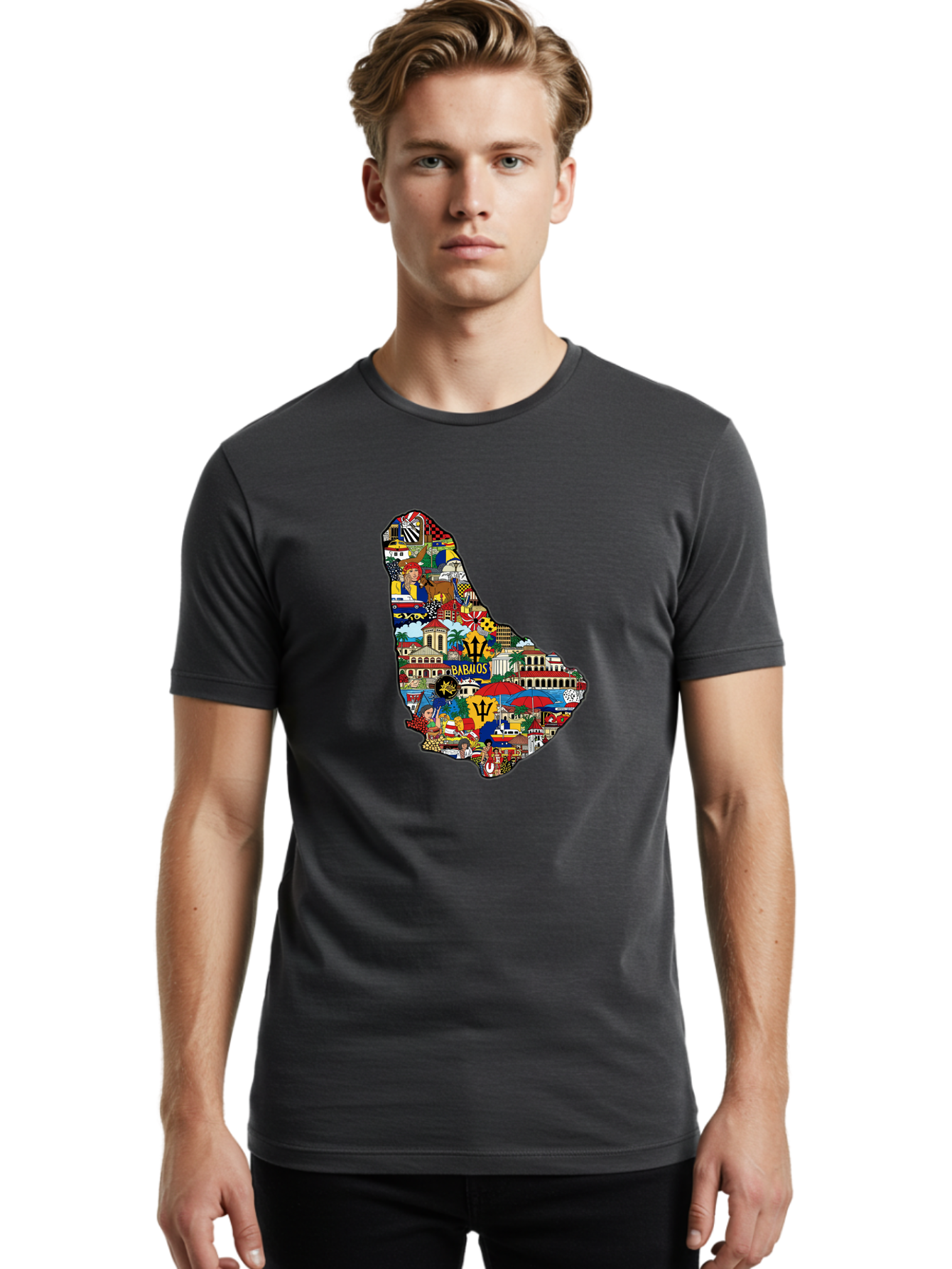 Barbados-Collage Men'S Graphic Tee, 100% Cotton, Comfortable Casual Summer Wear, Machine Washable, Vintage Camera, Old Camera, Antique Camera, Black Camera, Classic Photography, Photography Equipment, Nostalgic Device, Film Camera, Camera Art Bal752