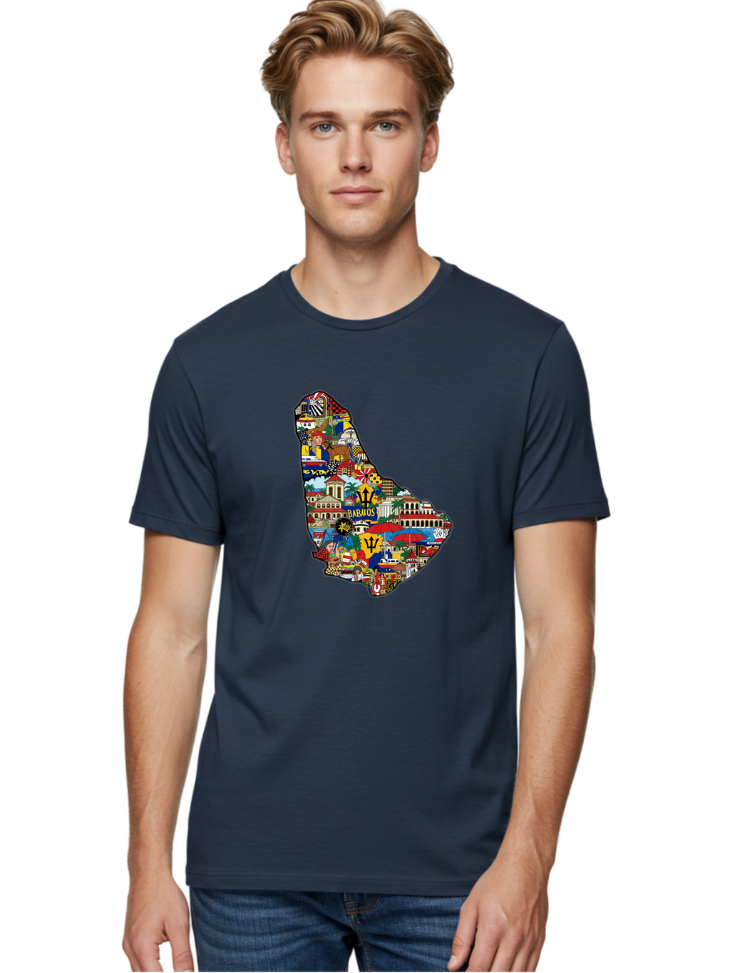 Barbados-Collage Men'S Graphic Tee, 100% Cotton, Comfortable Casual Summer Wear, Machine Washable, Vintage Camera, Old Camera, Antique Camera, Black Camera, Classic Photography, Photography Equipment, Nostalgic Device, Film Camera, Camera Art Bal752
