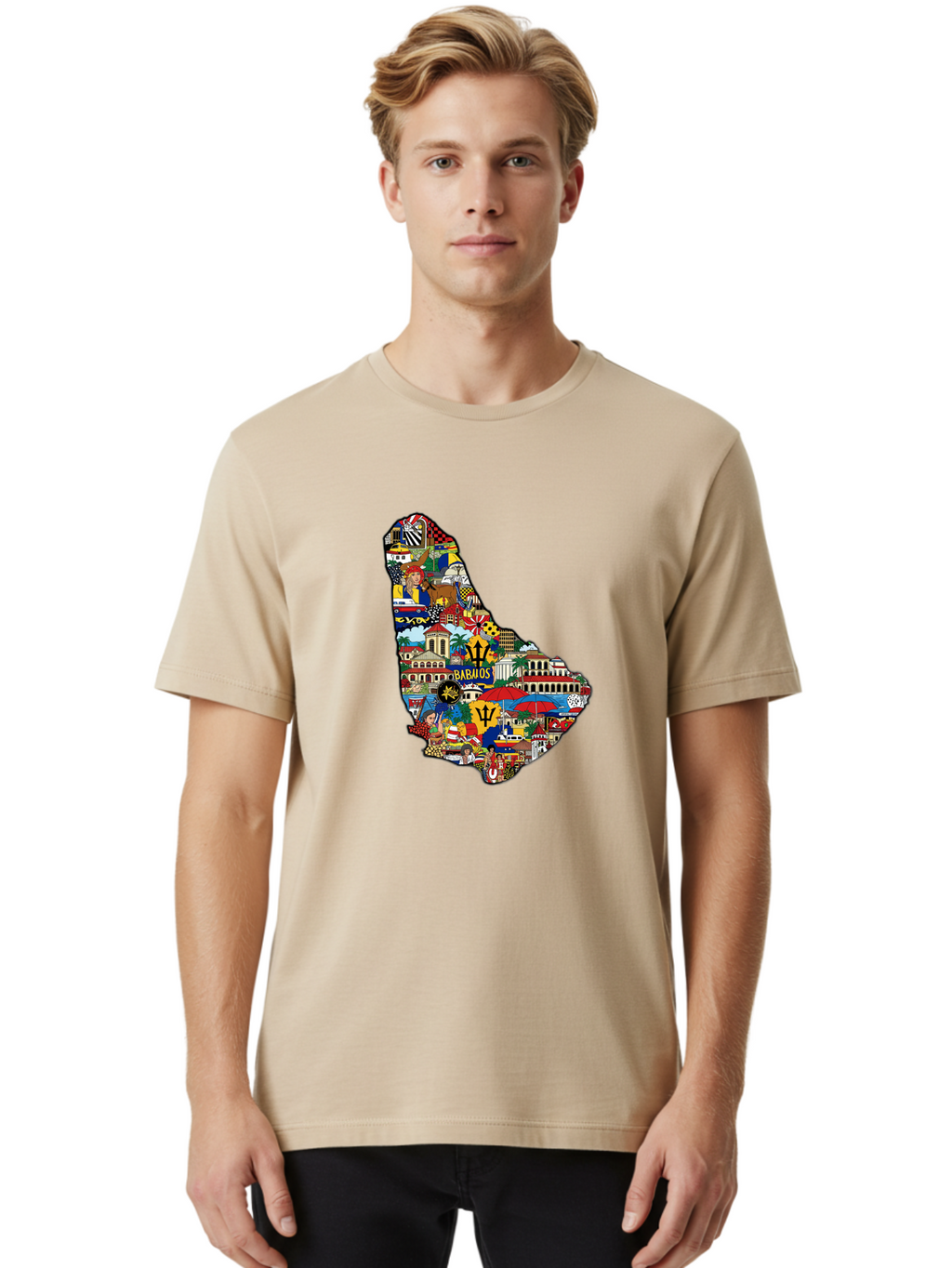 Barbados-Collage Men'S Graphic Tee, 100% Cotton, Comfortable Casual Summer Wear, Machine Washable, Vintage Camera, Old Camera, Antique Camera, Black Camera, Classic Photography, Photography Equipment, Nostalgic Device, Film Camera, Camera Art Bal752