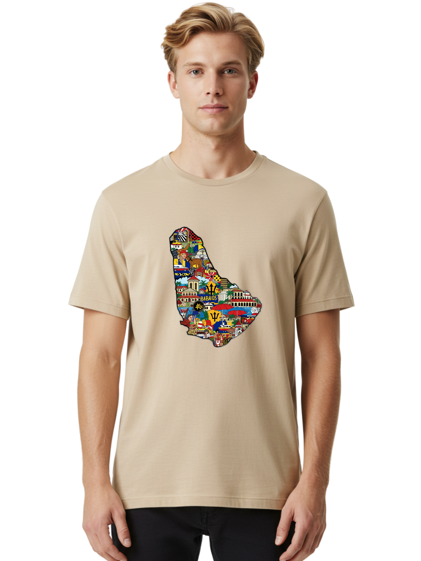 Barbados-Collage Men'S Graphic Tee, 100% Cotton, Comfortable Casual Summer Wear, Machine Washable, Vintage Camera, Old Camera, Antique Camera, Black Camera, Classic Photography, Photography Equipment, Nostalgic Device, Film Camera, Camera Art Bal752