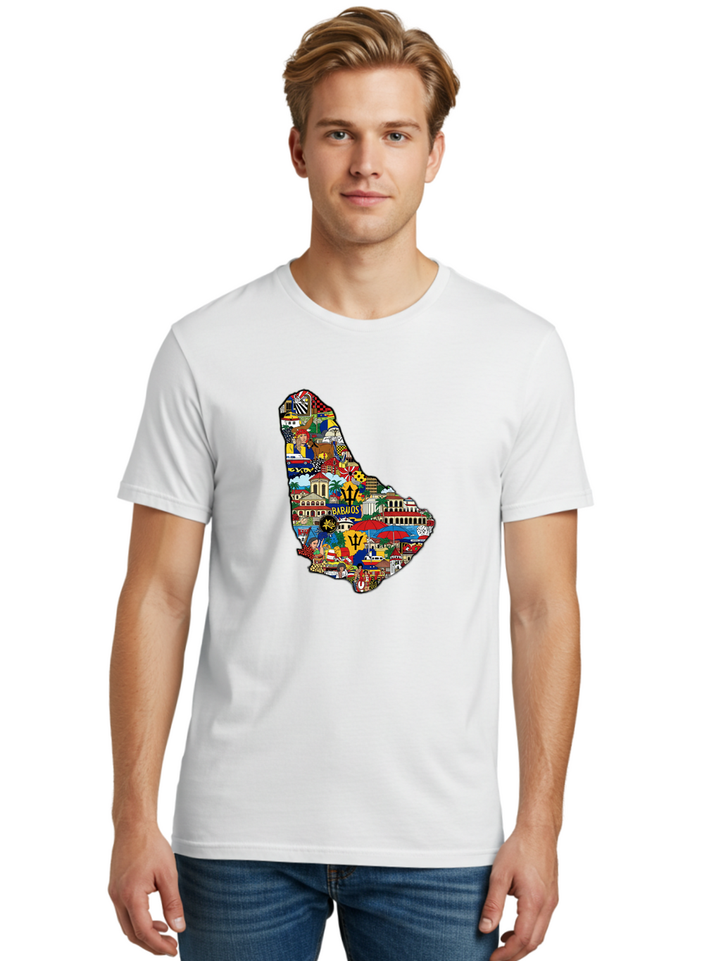 Barbados-Collage Men'S Graphic Tee, 100% Cotton, Comfortable Casual Summer Wear, Machine Washable, Vintage Camera, Old Camera, Antique Camera, Black Camera, Classic Photography, Photography Equipment, Nostalgic Device, Film Camera, Camera Art Bal752
