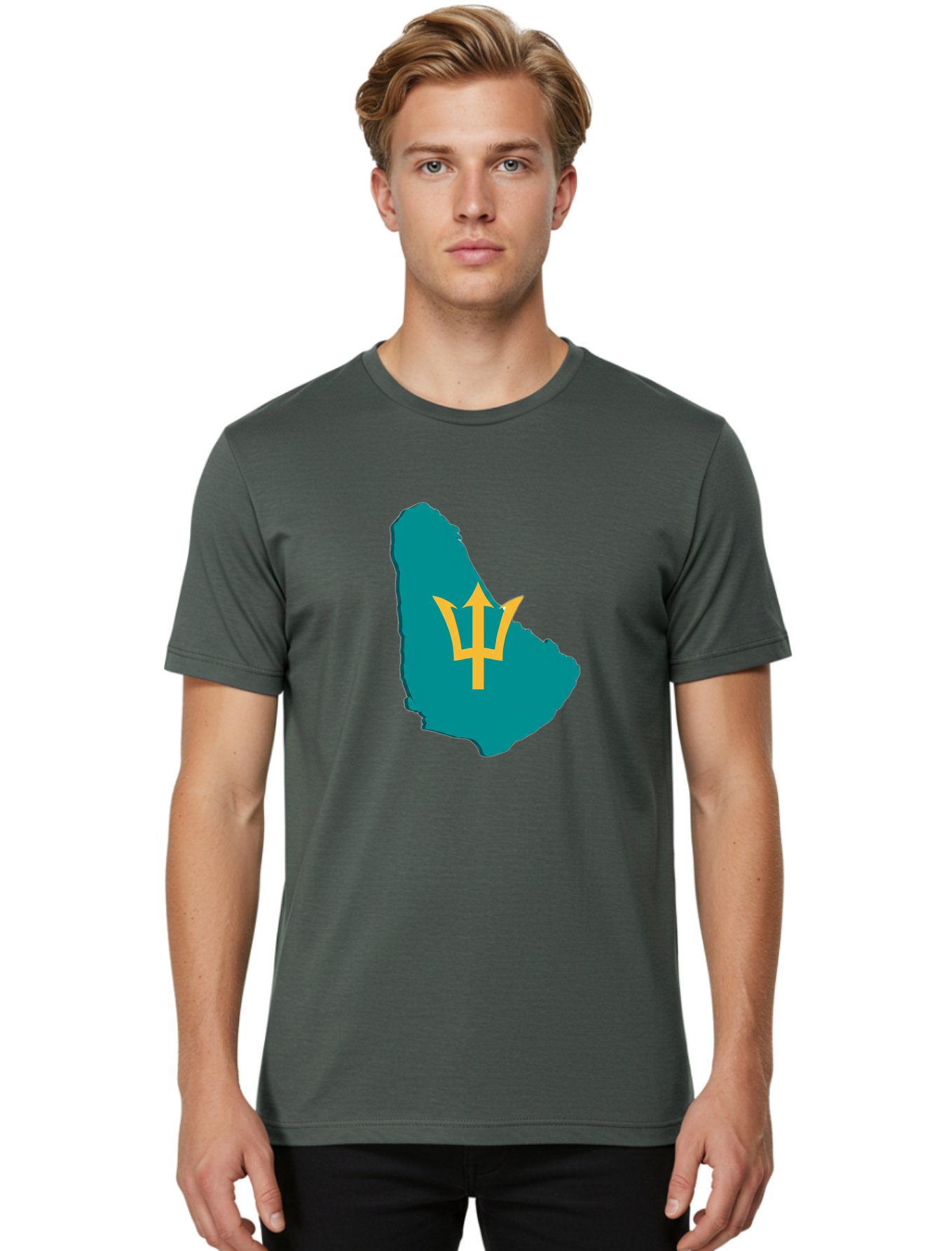 Barbados-Trident Men'S Graphic Tee, 100% Cotton, Comfortable Casual Summer Wear, Machine Washable, Vintage Camera, Old Camera, Antique Camera, Black Camera, Classic Photography, Photography Equipment, Nostalgic Device, Film Camera, Camera Art Bal754