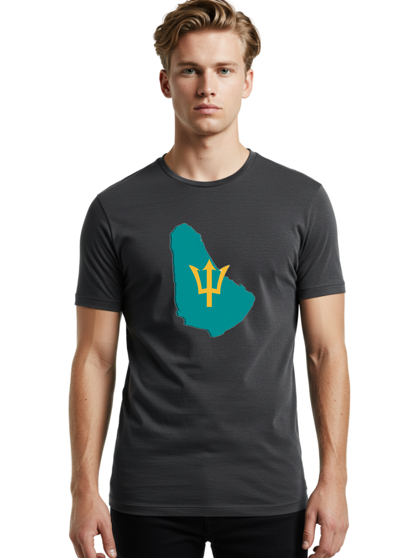 Barbados-Trident Men'S Graphic Tee, 100% Cotton, Comfortable Casual Summer Wear, Machine Washable, Vintage Camera, Old Camera, Antique Camera, Black Camera, Classic Photography, Photography Equipment, Nostalgic Device, Film Camera, Camera Art Bal754