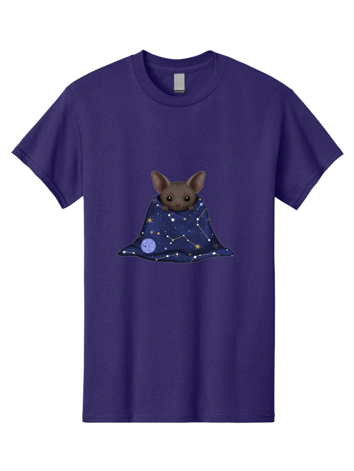 Bat-In-A-Starry-Blanket-1 Men'S Graphic Tee, 100% Cotton, Comfortable Casual Summer Wear, Machine Washable, Vintage Camera, Old Camera, Antique Camera, Black Camera, Classic Photography, Photography Equipment, Nostalgic Device, Film Camera, Bal761