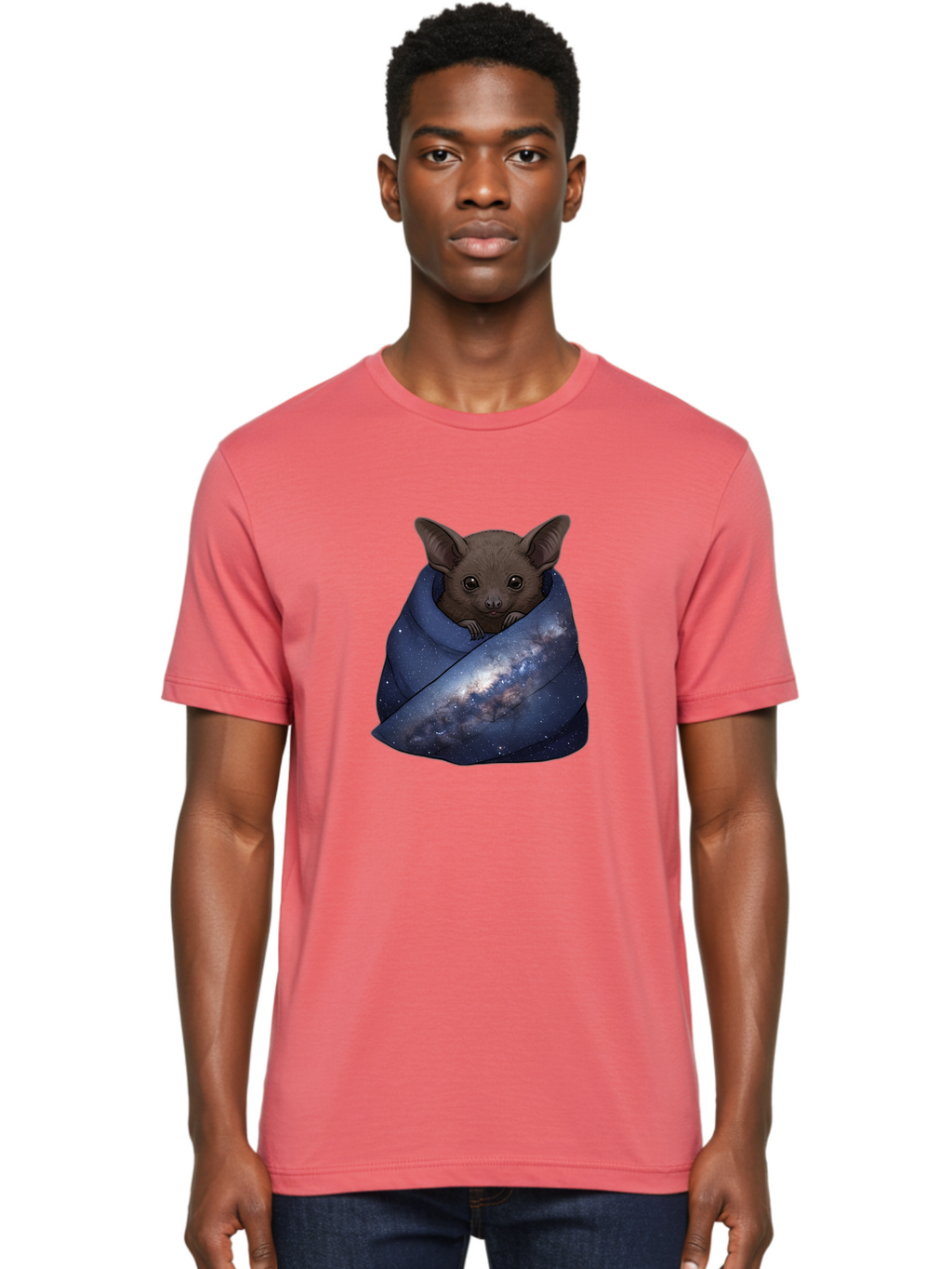 Bat-In-Galaxy-Blanket Men'S Graphic Tee, 100% Cotton, Comfortable Casual Summer Wear, Machine Washable, Vintage Camera, Old Camera, Antique Camera, Black Camera, Classic Photography, Photography Equipment, Nostalgic Device, Film Camera, Bal763