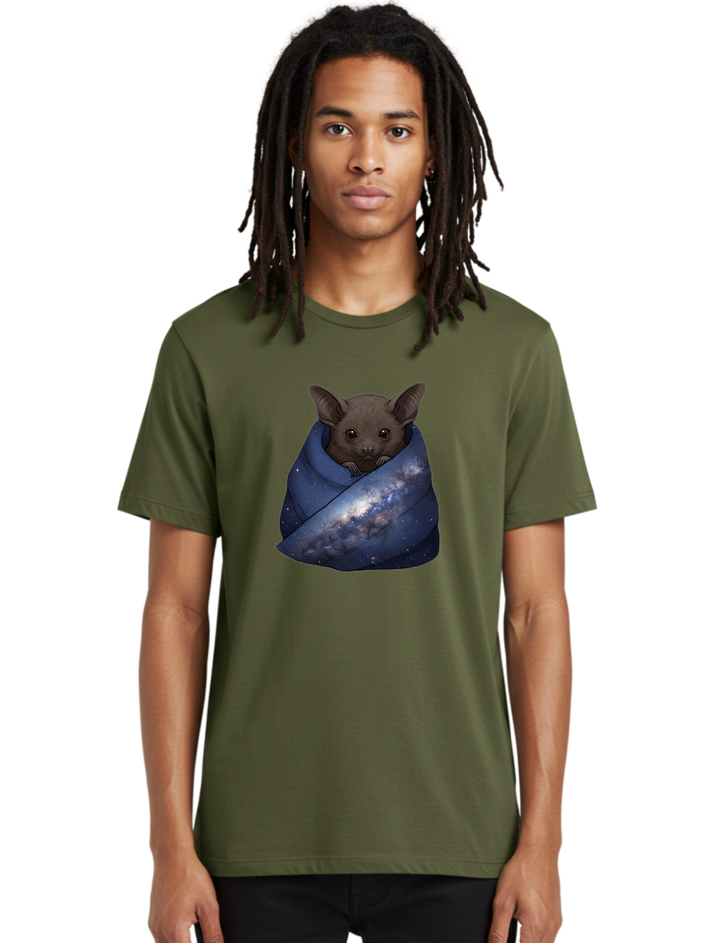 Bat-In-Galaxy-Blanket Men'S Graphic Tee, 100% Cotton, Comfortable Casual Summer Wear, Machine Washable, Vintage Camera, Old Camera, Antique Camera, Black Camera, Classic Photography, Photography Equipment, Nostalgic Device, Film Camera, Bal763