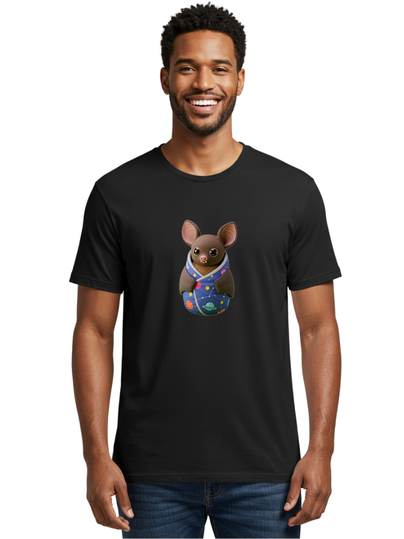 Bat-In-Space-Robe Men'S Graphic Tee, 100% Cotton, Comfortable Casual Summer Wear, Machine Washable, Vintage Camera, Old Camera, Antique Camera, Black Camera, Classic Photography, Photography Equipment, Nostalgic Device, Film Camera, Camera Art Bal765