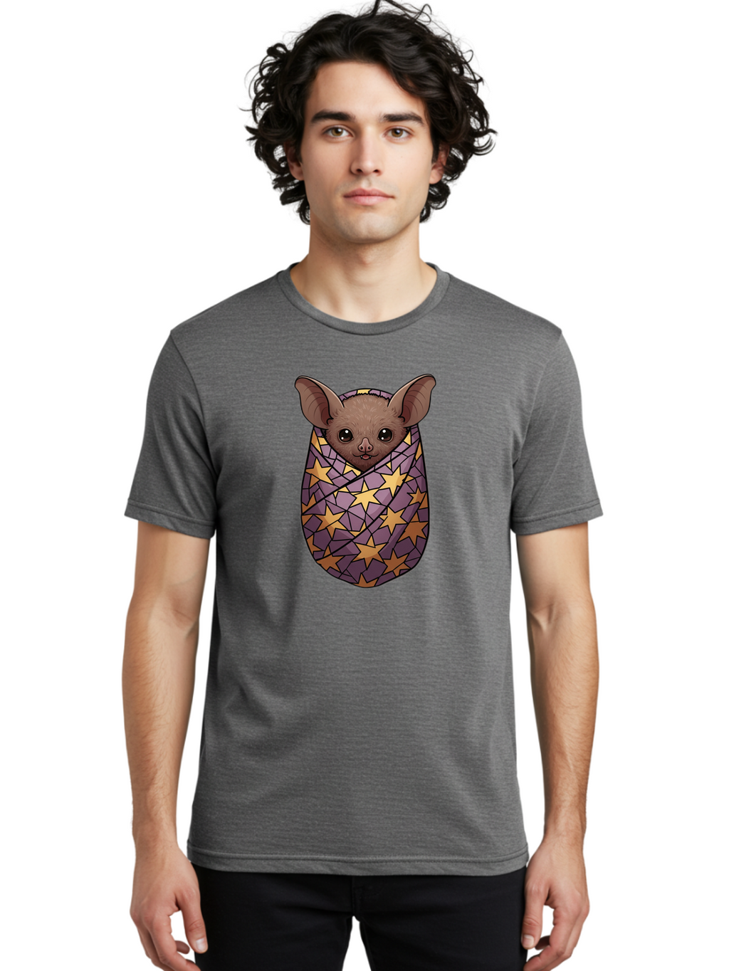 Bat-In-Stars-Blanket-1 Men'S Graphic Tee, 100% Cotton, Comfortable Casual Summer Wear, Machine Washable, Vintage Camera, Old Camera, Antique Camera, Black Camera, Classic Photography, Photography Equipment, Nostalgic Device, Film Camera, Bal766