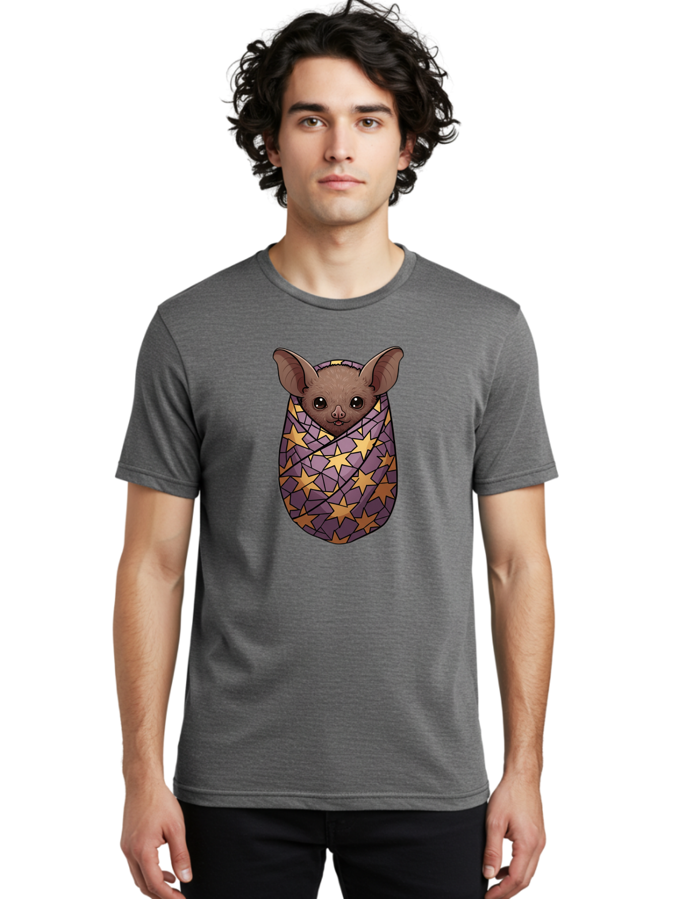 Bat-In-Stars-Blanket-1 Men'S Graphic Tee, 100% Cotton, Comfortable Casual Summer Wear, Machine Washable, Vintage Camera, Old Camera, Antique Camera, Black Camera, Classic Photography, Photography Equipment, Nostalgic Device, Film Camera, Bal766