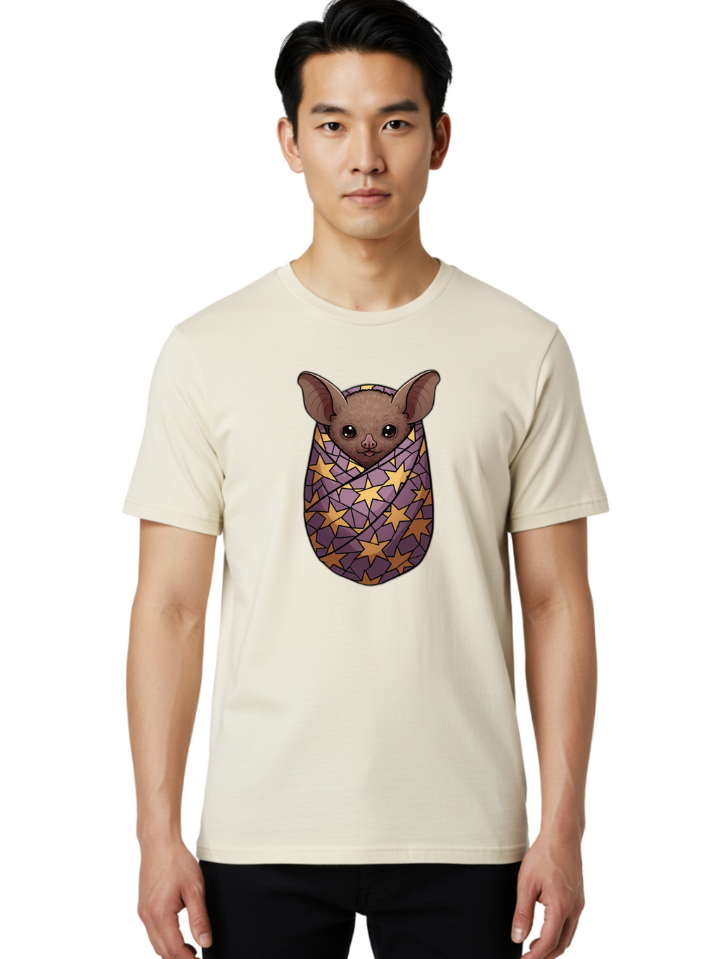Bat-In-Stars-Blanket-1 Men'S Graphic Tee, 100% Cotton, Comfortable Casual Summer Wear, Machine Washable, Vintage Camera, Old Camera, Antique Camera, Black Camera, Classic Photography, Photography Equipment, Nostalgic Device, Film Camera, Bal766
