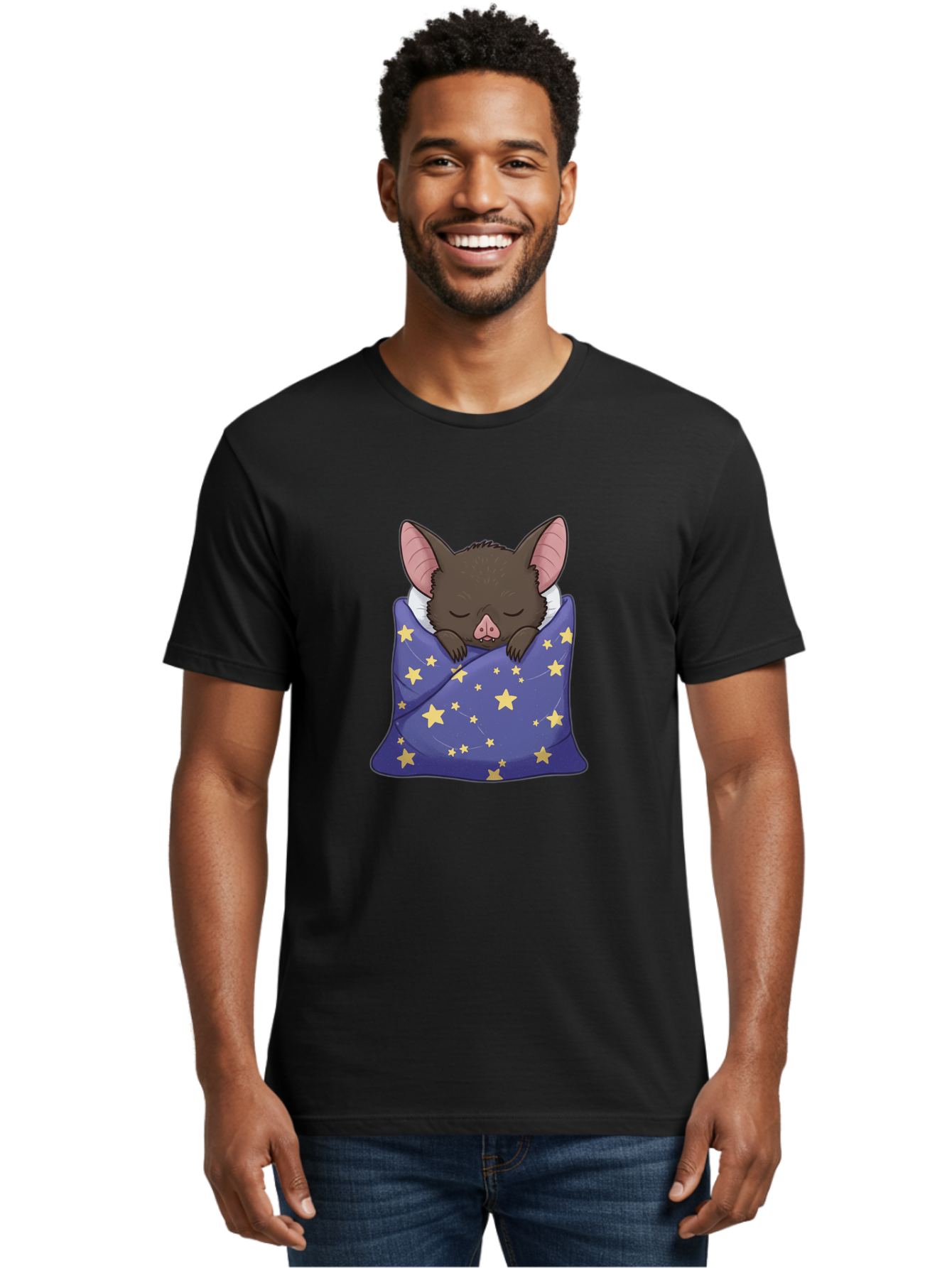 Bat-In-Stars-Blanket Men'S Graphic Tee, 100% Cotton, Comfortable Casual Summer Wear, Machine Washable, Vintage Camera, Old Camera, Antique Camera, Black Camera, Classic Photography, Photography Equipment, Nostalgic Device, Film Camera, Bal767