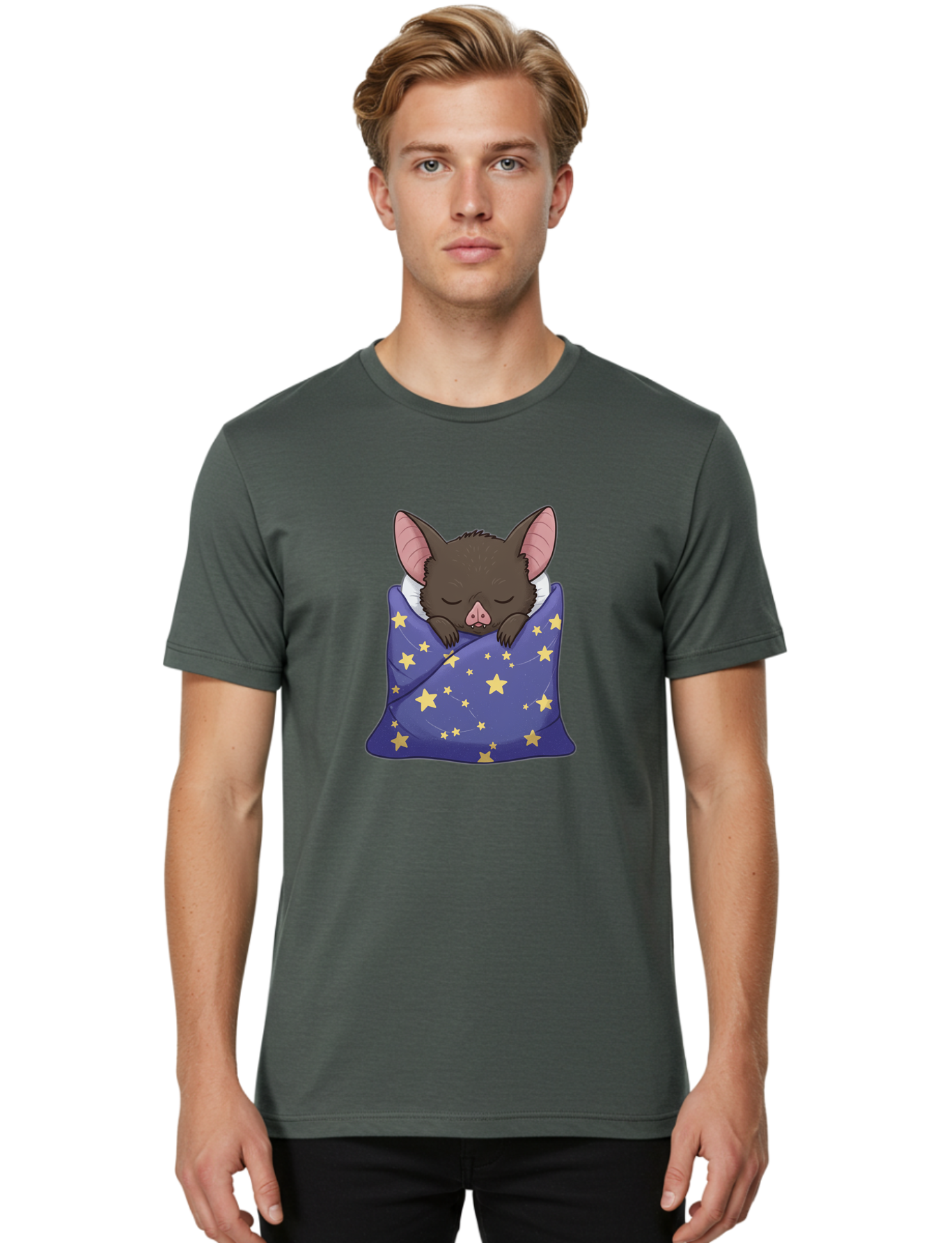 Bat-In-Stars-Blanket Men'S Graphic Tee, 100% Cotton, Comfortable Casual Summer Wear, Machine Washable, Vintage Camera, Old Camera, Antique Camera, Black Camera, Classic Photography, Photography Equipment, Nostalgic Device, Film Camera, Bal767