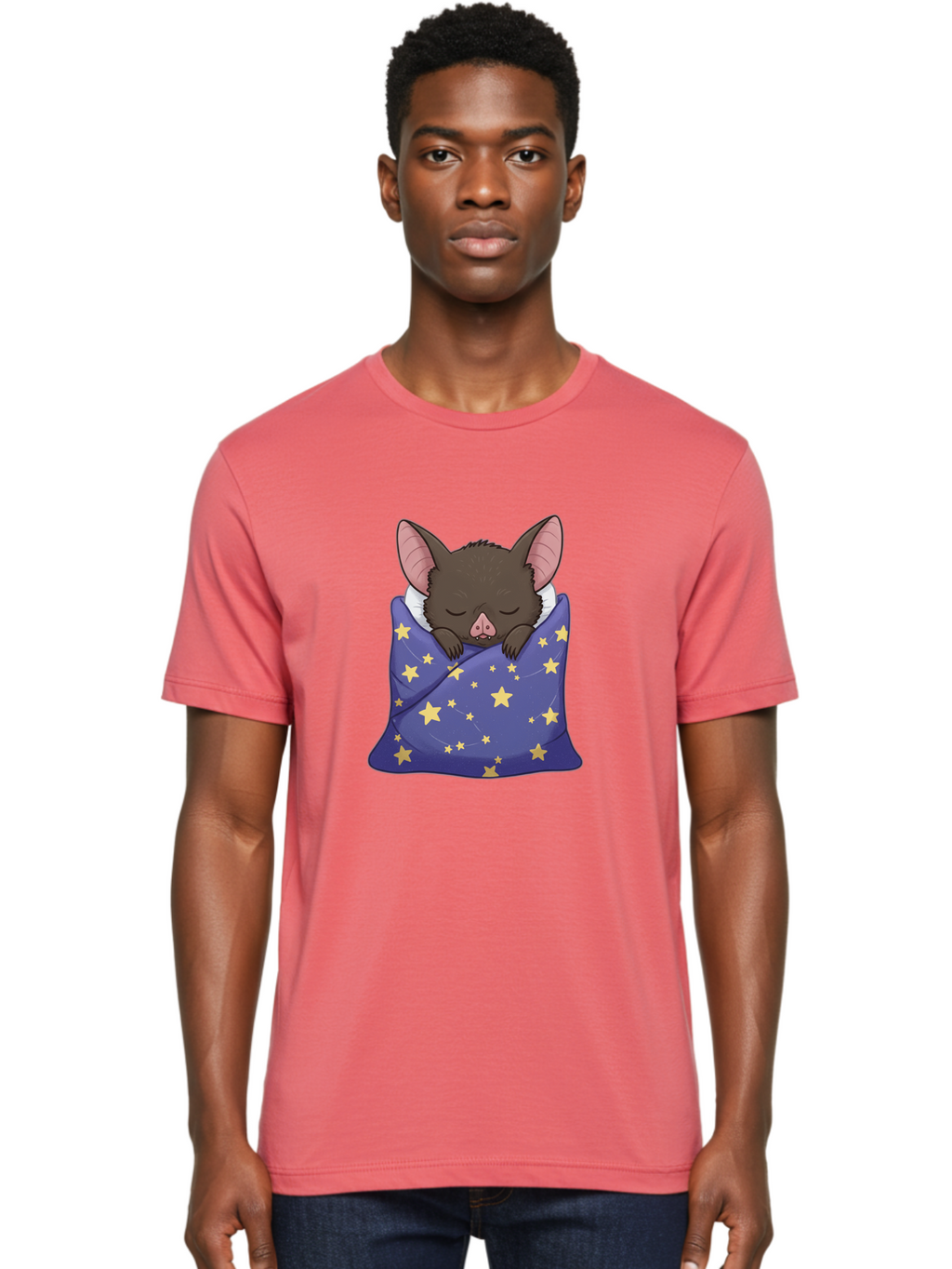 Bat-In-Stars-Blanket Men'S Graphic Tee, 100% Cotton, Comfortable Casual Summer Wear, Machine Washable, Vintage Camera, Old Camera, Antique Camera, Black Camera, Classic Photography, Photography Equipment, Nostalgic Device, Film Camera, Bal767