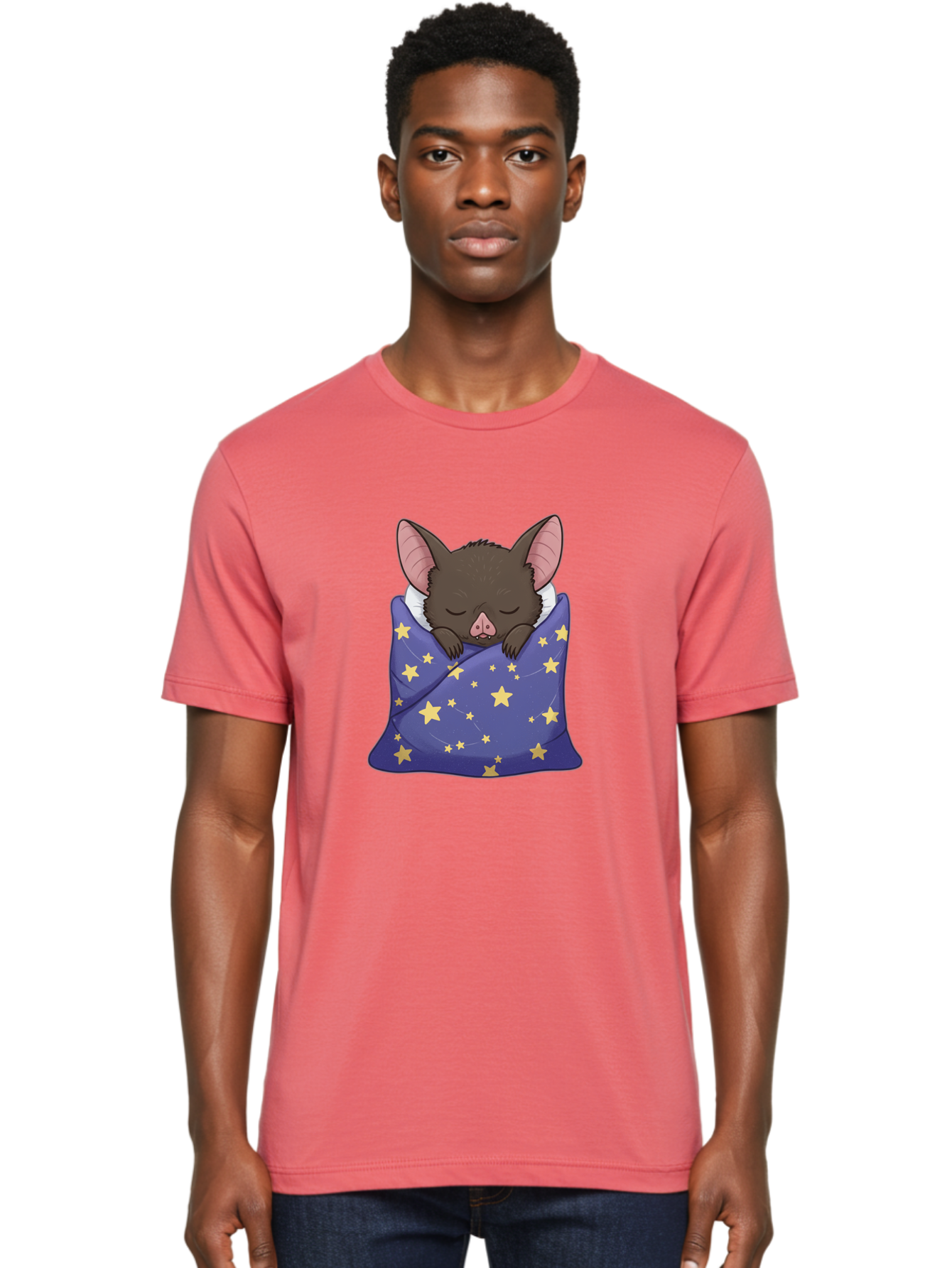 Bat-In-Stars-Blanket Men'S Graphic Tee, 100% Cotton, Comfortable Casual Summer Wear, Machine Washable, Vintage Camera, Old Camera, Antique Camera, Black Camera, Classic Photography, Photography Equipment, Nostalgic Device, Film Camera, Bal767