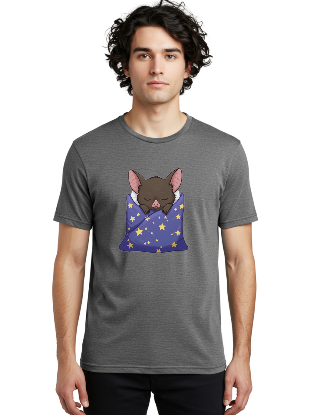 Bat-In-Stars-Blanket Men'S Graphic Tee, 100% Cotton, Comfortable Casual Summer Wear, Machine Washable, Vintage Camera, Old Camera, Antique Camera, Black Camera, Classic Photography, Photography Equipment, Nostalgic Device, Film Camera, Bal767