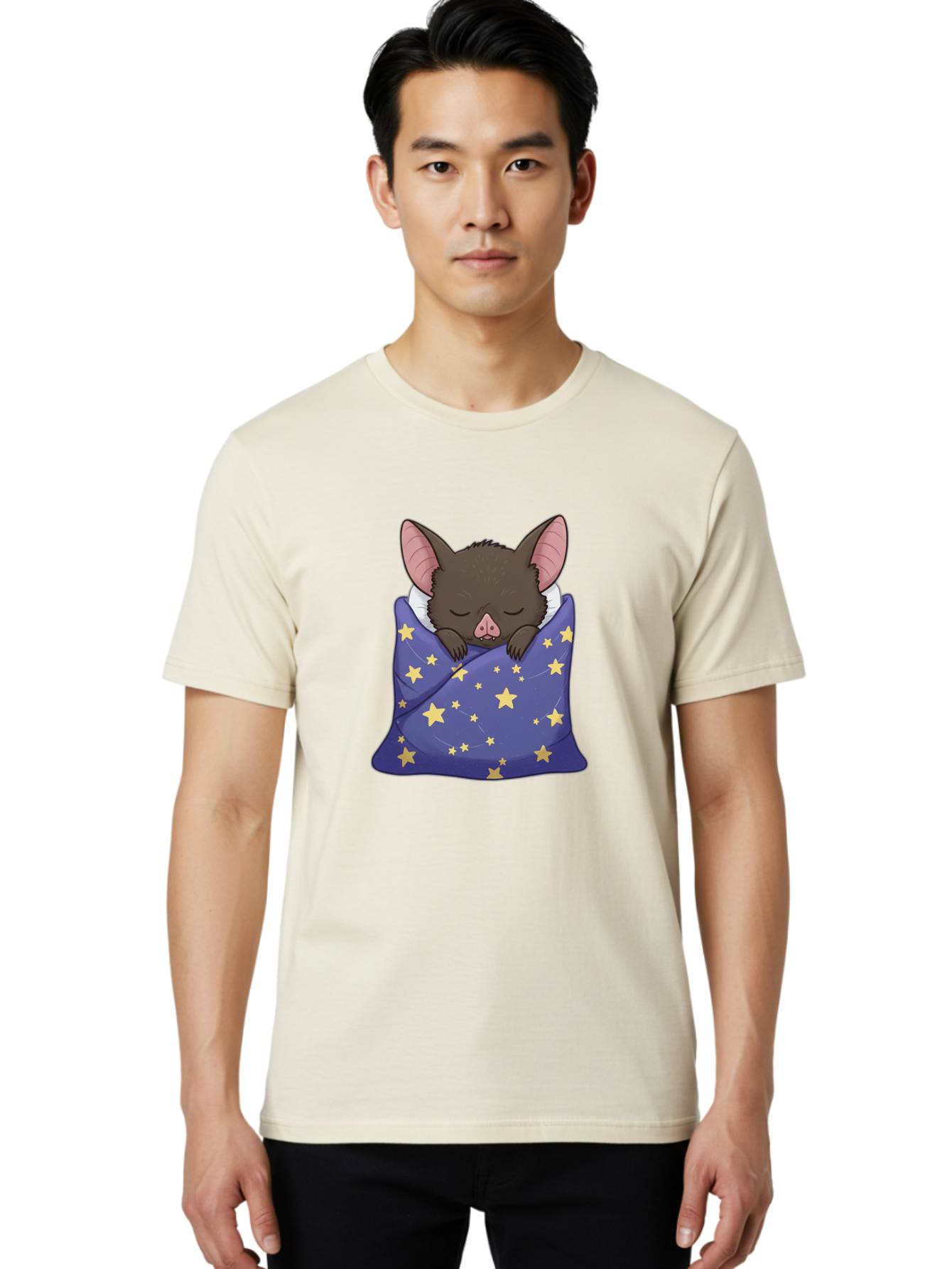 Bat-In-Stars-Blanket Men'S Graphic Tee, 100% Cotton, Comfortable Casual Summer Wear, Machine Washable, Vintage Camera, Old Camera, Antique Camera, Black Camera, Classic Photography, Photography Equipment, Nostalgic Device, Film Camera, Bal767