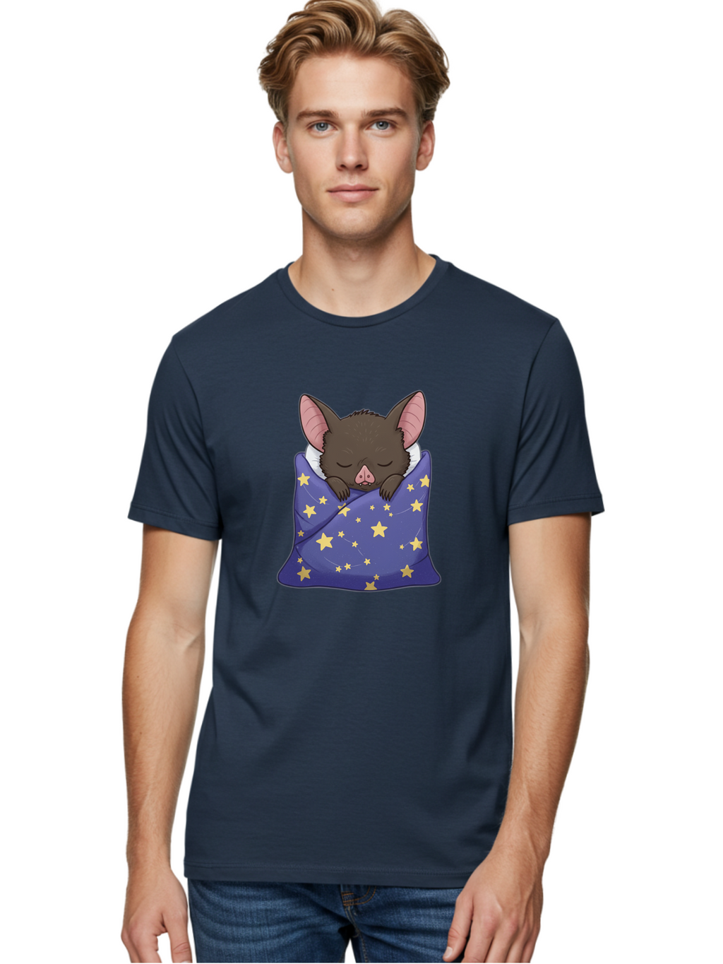 Bat-In-Stars-Blanket Men'S Graphic Tee, 100% Cotton, Comfortable Casual Summer Wear, Machine Washable, Vintage Camera, Old Camera, Antique Camera, Black Camera, Classic Photography, Photography Equipment, Nostalgic Device, Film Camera, Bal767