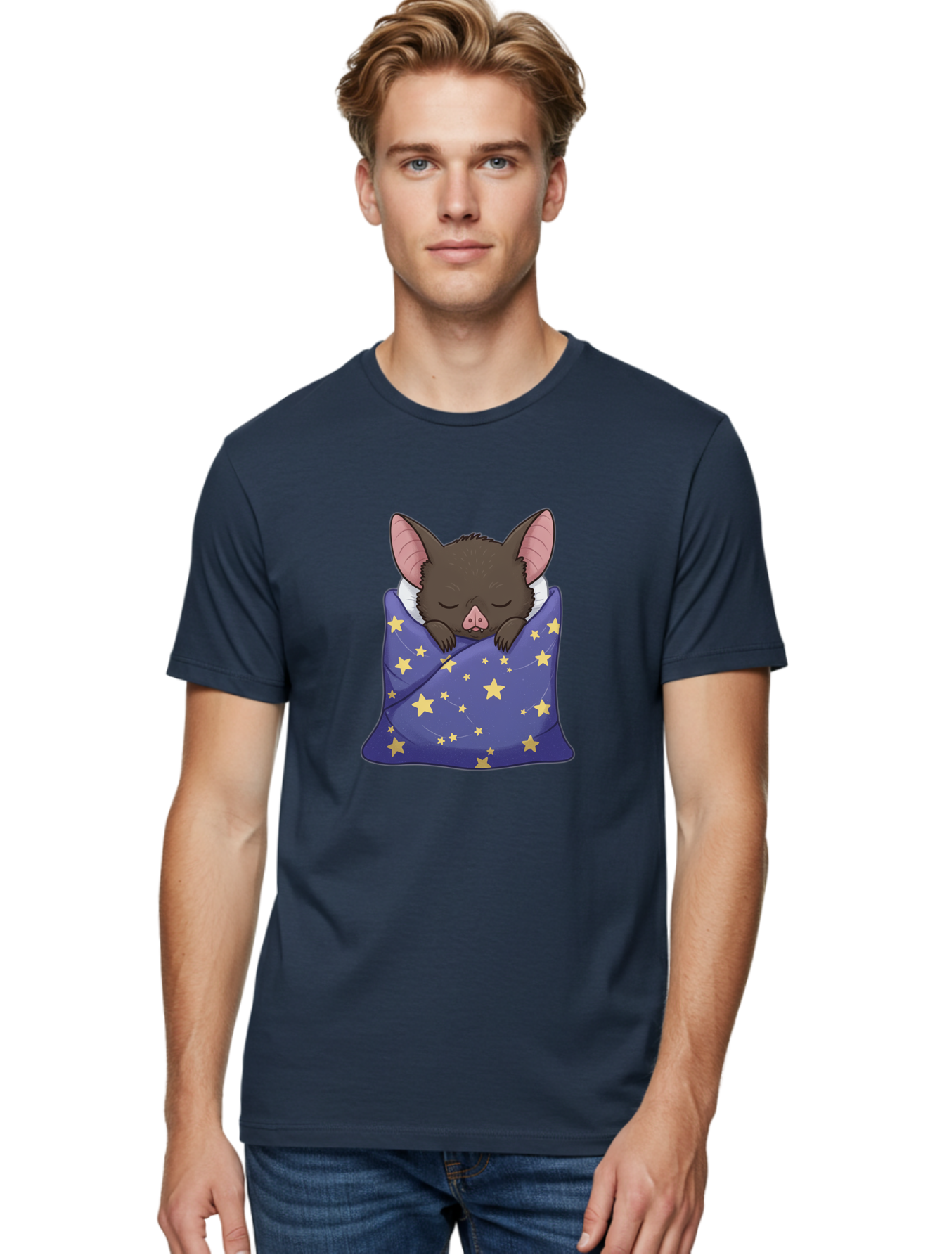 Bat-In-Stars-Blanket Men'S Graphic Tee, 100% Cotton, Comfortable Casual Summer Wear, Machine Washable, Vintage Camera, Old Camera, Antique Camera, Black Camera, Classic Photography, Photography Equipment, Nostalgic Device, Film Camera, Bal767