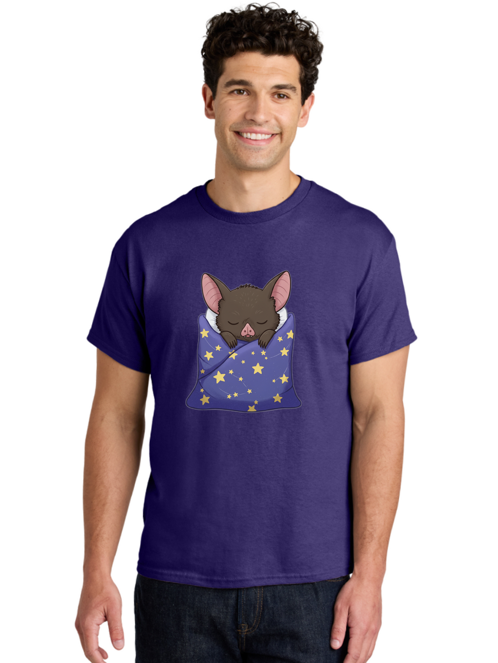 Bat-In-Stars-Blanket Men'S Graphic Tee, 100% Cotton, Comfortable Casual Summer Wear, Machine Washable, Vintage Camera, Old Camera, Antique Camera, Black Camera, Classic Photography, Photography Equipment, Nostalgic Device, Film Camera, Bal767
