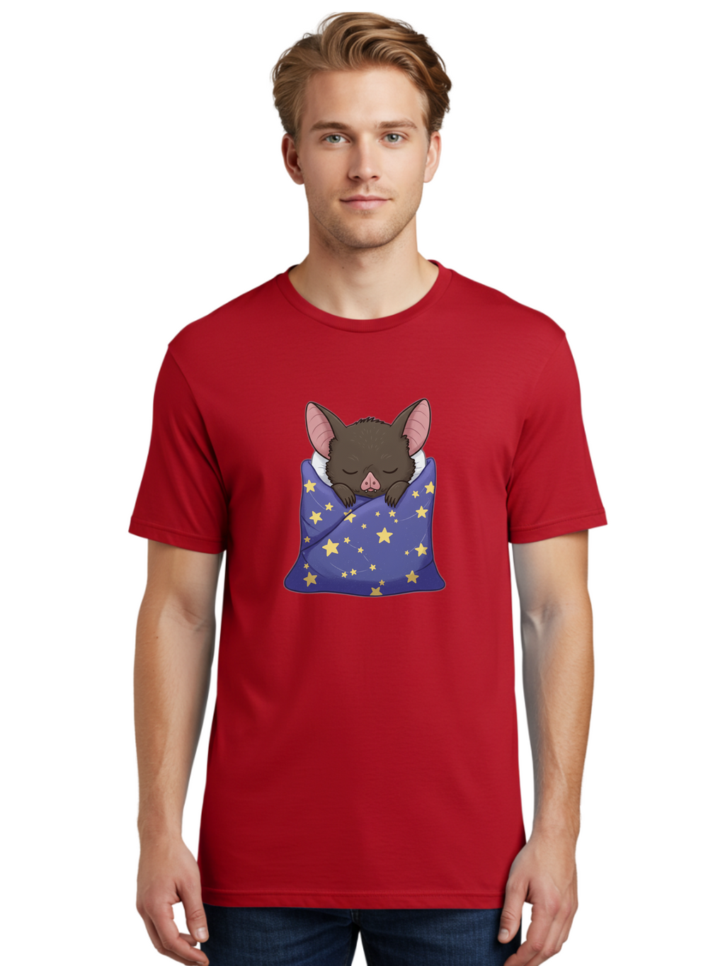 Bat-In-Stars-Blanket Men'S Graphic Tee, 100% Cotton, Comfortable Casual Summer Wear, Machine Washable, Vintage Camera, Old Camera, Antique Camera, Black Camera, Classic Photography, Photography Equipment, Nostalgic Device, Film Camera, Bal767