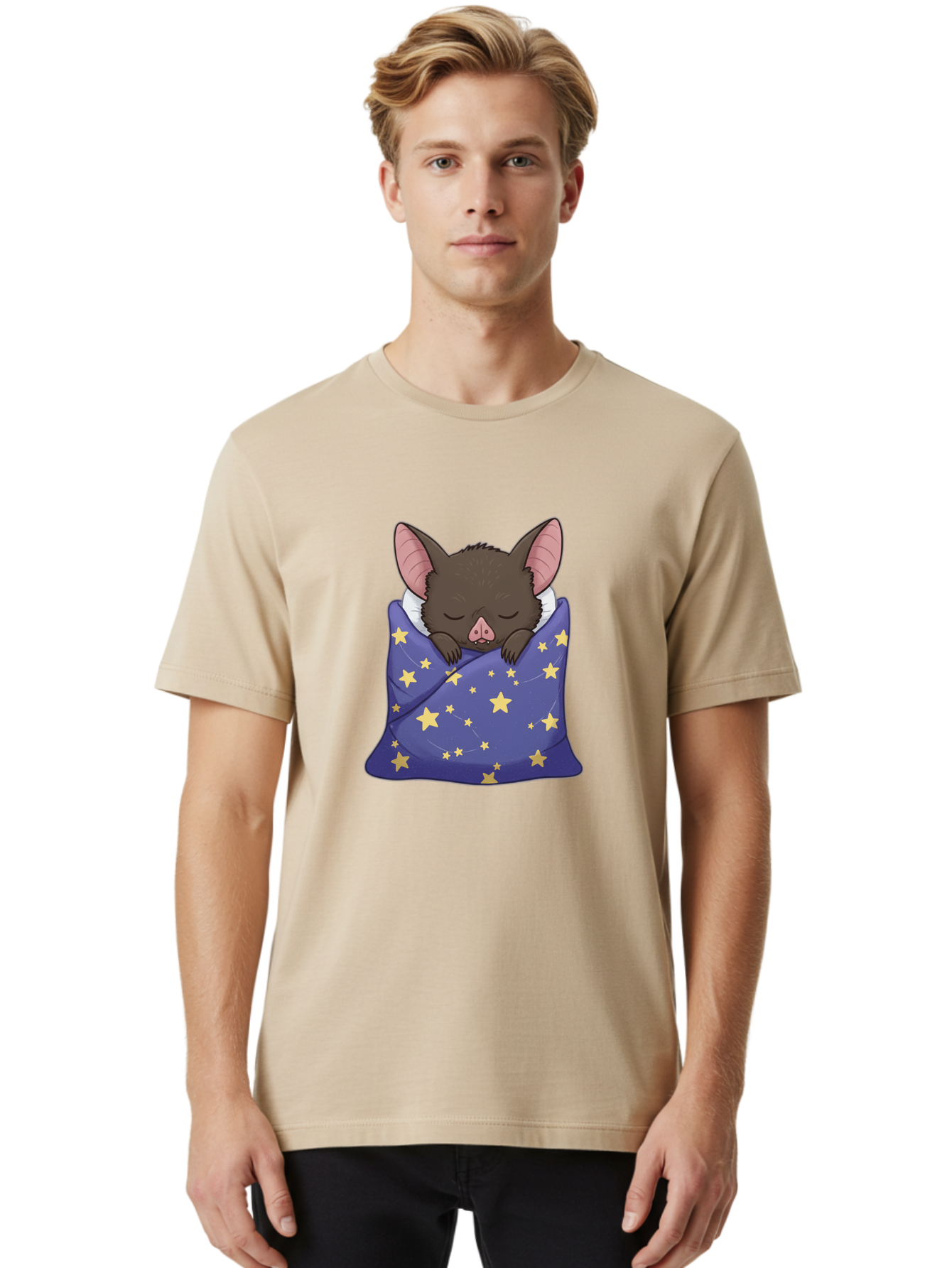 Bat-In-Stars-Blanket Men'S Graphic Tee, 100% Cotton, Comfortable Casual Summer Wear, Machine Washable, Vintage Camera, Old Camera, Antique Camera, Black Camera, Classic Photography, Photography Equipment, Nostalgic Device, Film Camera, Bal767