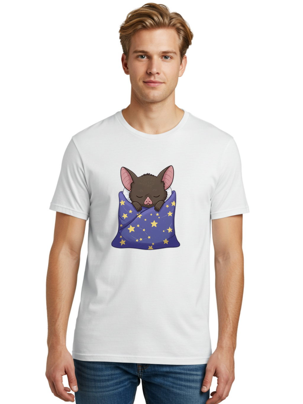 Bat-In-Stars-Blanket Men'S Graphic Tee, 100% Cotton, Comfortable Casual Summer Wear, Machine Washable, Vintage Camera, Old Camera, Antique Camera, Black Camera, Classic Photography, Photography Equipment, Nostalgic Device, Film Camera, Bal767