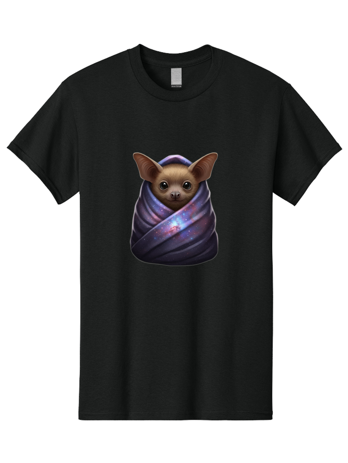 Bat-Wrapped-In-Galaxy-Blanket-1 Men'S Graphic Tee, 100% Cotton, Comfortable Casual Summer Wear, Machine Washable, Vintage Camera, Old Camera, Antique Camera, Black Camera, Classic Photography, Photography Equipment, Nostalgic Device, Bal768