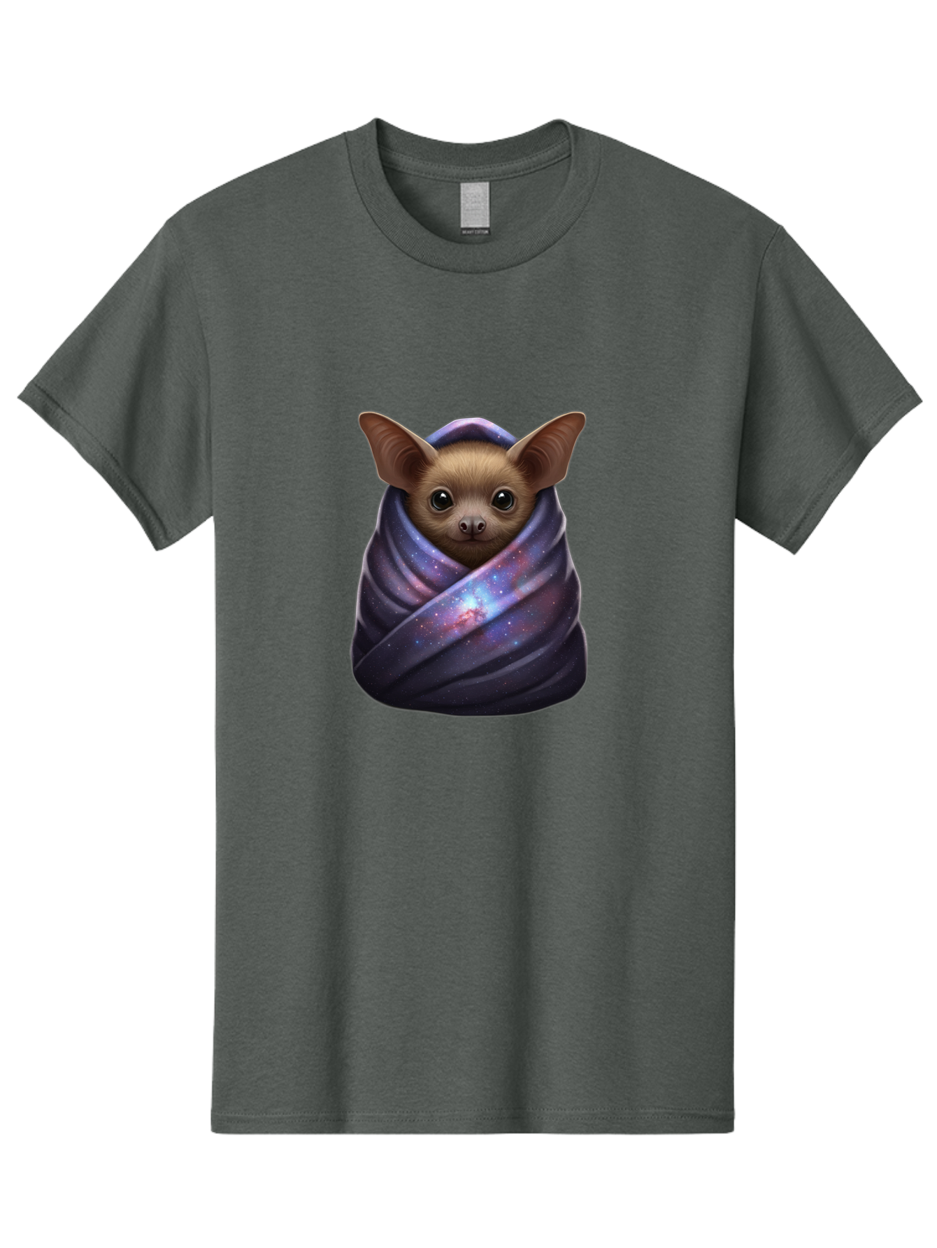 Bat-Wrapped-In-Galaxy-Blanket-1 Men'S Graphic Tee, 100% Cotton, Comfortable Casual Summer Wear, Machine Washable, Vintage Camera, Old Camera, Antique Camera, Black Camera, Classic Photography, Photography Equipment, Nostalgic Device, Bal768