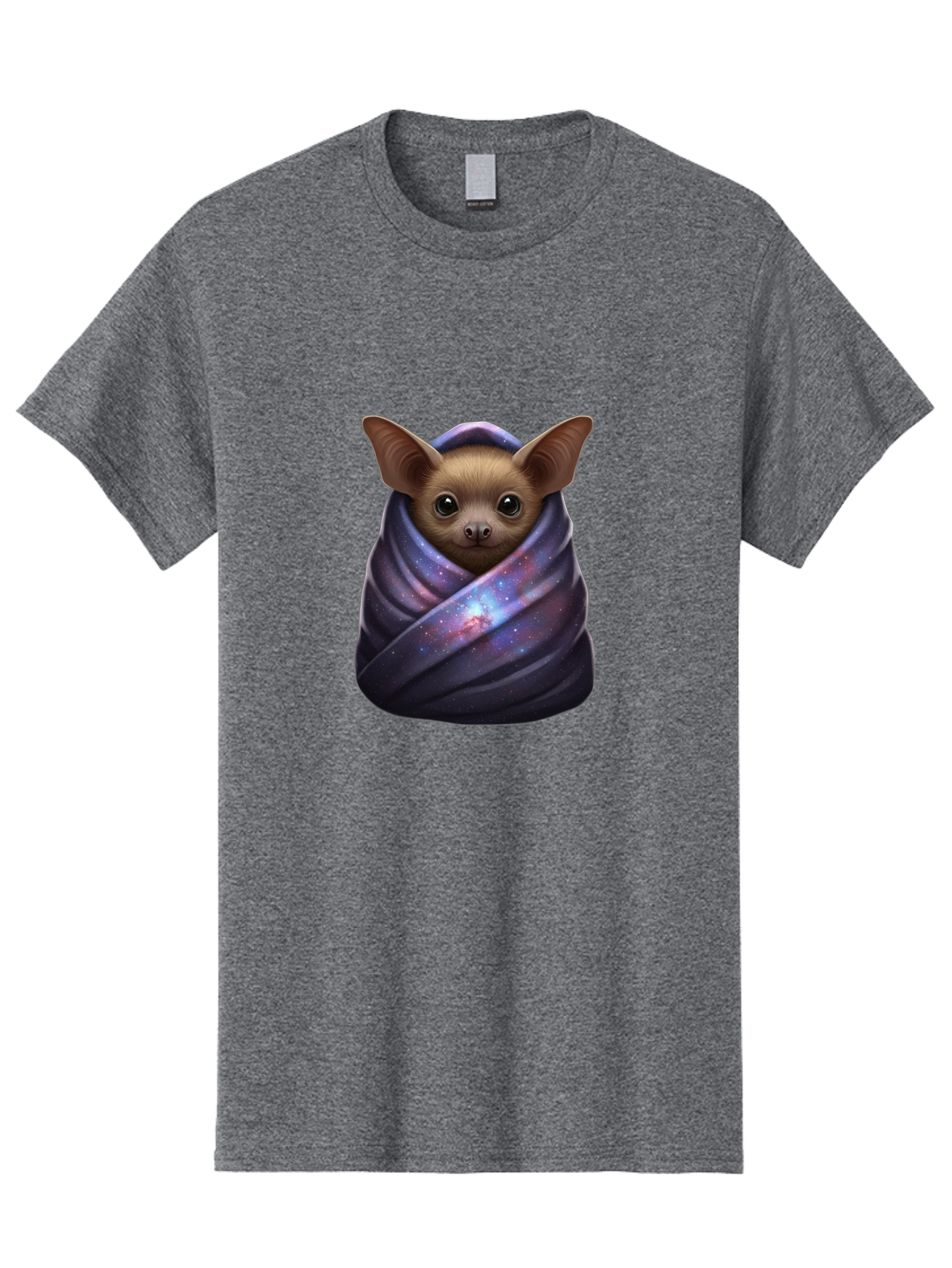 Bat-Wrapped-In-Galaxy-Blanket-1 Men'S Graphic Tee, 100% Cotton, Comfortable Casual Summer Wear, Machine Washable, Vintage Camera, Old Camera, Antique Camera, Black Camera, Classic Photography, Photography Equipment, Nostalgic Device, Bal768