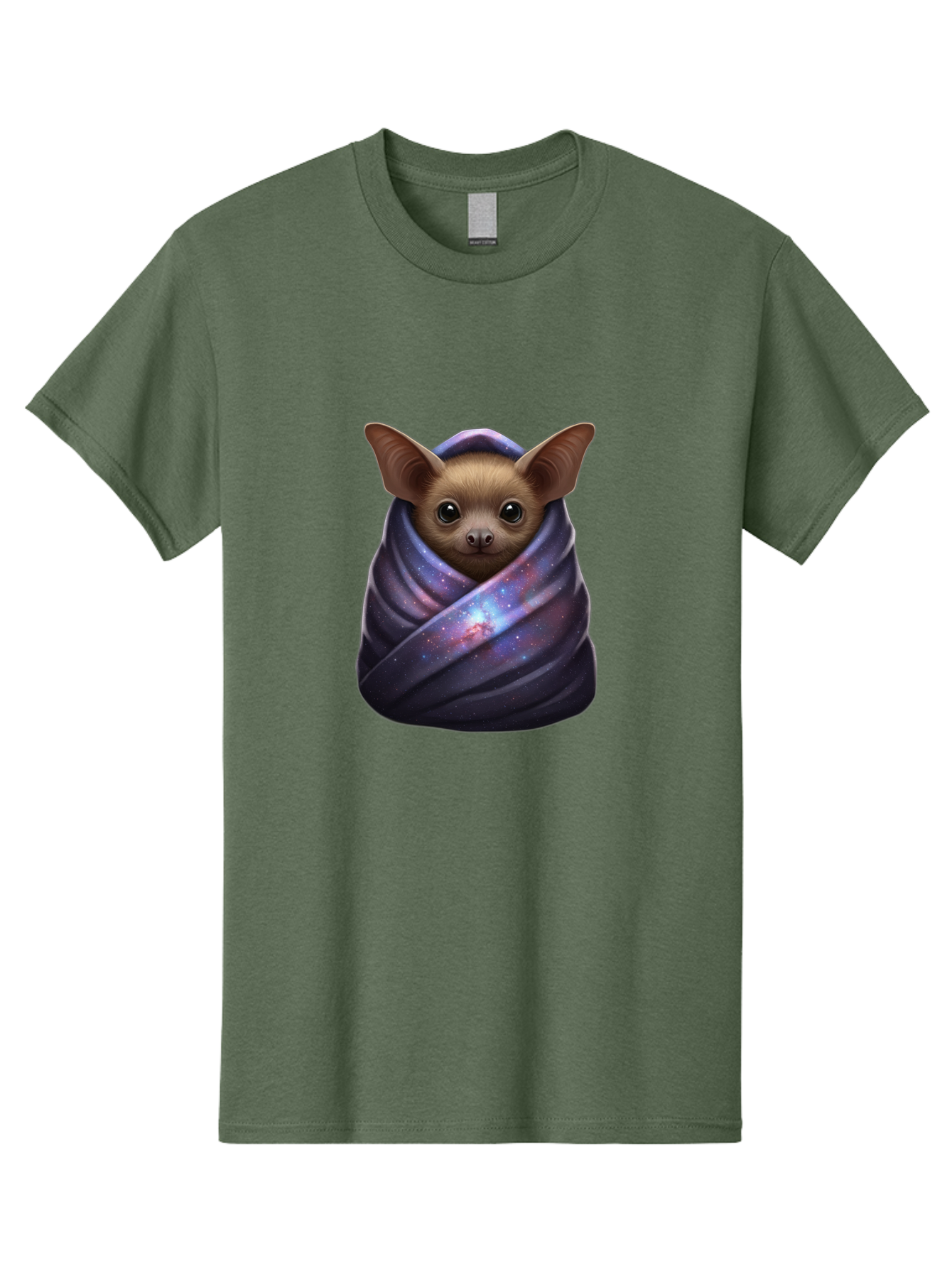 Bat-Wrapped-In-Galaxy-Blanket-1 Men'S Graphic Tee, 100% Cotton, Comfortable Casual Summer Wear, Machine Washable, Vintage Camera, Old Camera, Antique Camera, Black Camera, Classic Photography, Photography Equipment, Nostalgic Device, Bal768