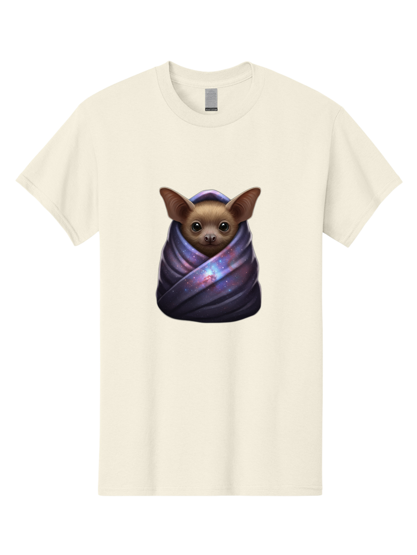Bat-Wrapped-In-Galaxy-Blanket-1 Men'S Graphic Tee, 100% Cotton, Comfortable Casual Summer Wear, Machine Washable, Vintage Camera, Old Camera, Antique Camera, Black Camera, Classic Photography, Photography Equipment, Nostalgic Device, Bal768