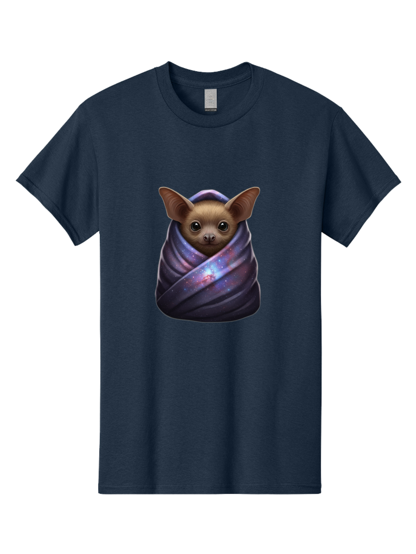 Bat-Wrapped-In-Galaxy-Blanket-1 Men'S Graphic Tee, 100% Cotton, Comfortable Casual Summer Wear, Machine Washable, Vintage Camera, Old Camera, Antique Camera, Black Camera, Classic Photography, Photography Equipment, Nostalgic Device, Bal768