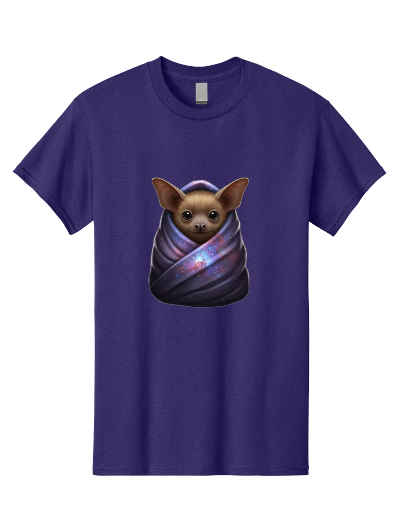 Bat-Wrapped-In-Galaxy-Blanket-1 Men'S Graphic Tee, 100% Cotton, Comfortable Casual Summer Wear, Machine Washable, Vintage Camera, Old Camera, Antique Camera, Black Camera, Classic Photography, Photography Equipment, Nostalgic Device, Bal768