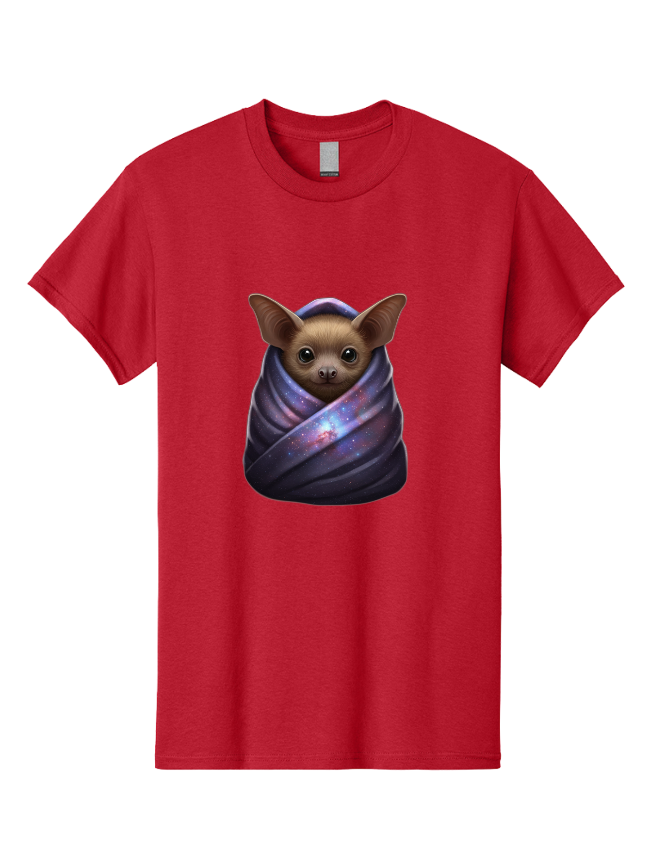 Bat-Wrapped-In-Galaxy-Blanket-1 Men'S Graphic Tee, 100% Cotton, Comfortable Casual Summer Wear, Machine Washable, Vintage Camera, Old Camera, Antique Camera, Black Camera, Classic Photography, Photography Equipment, Nostalgic Device, Bal768