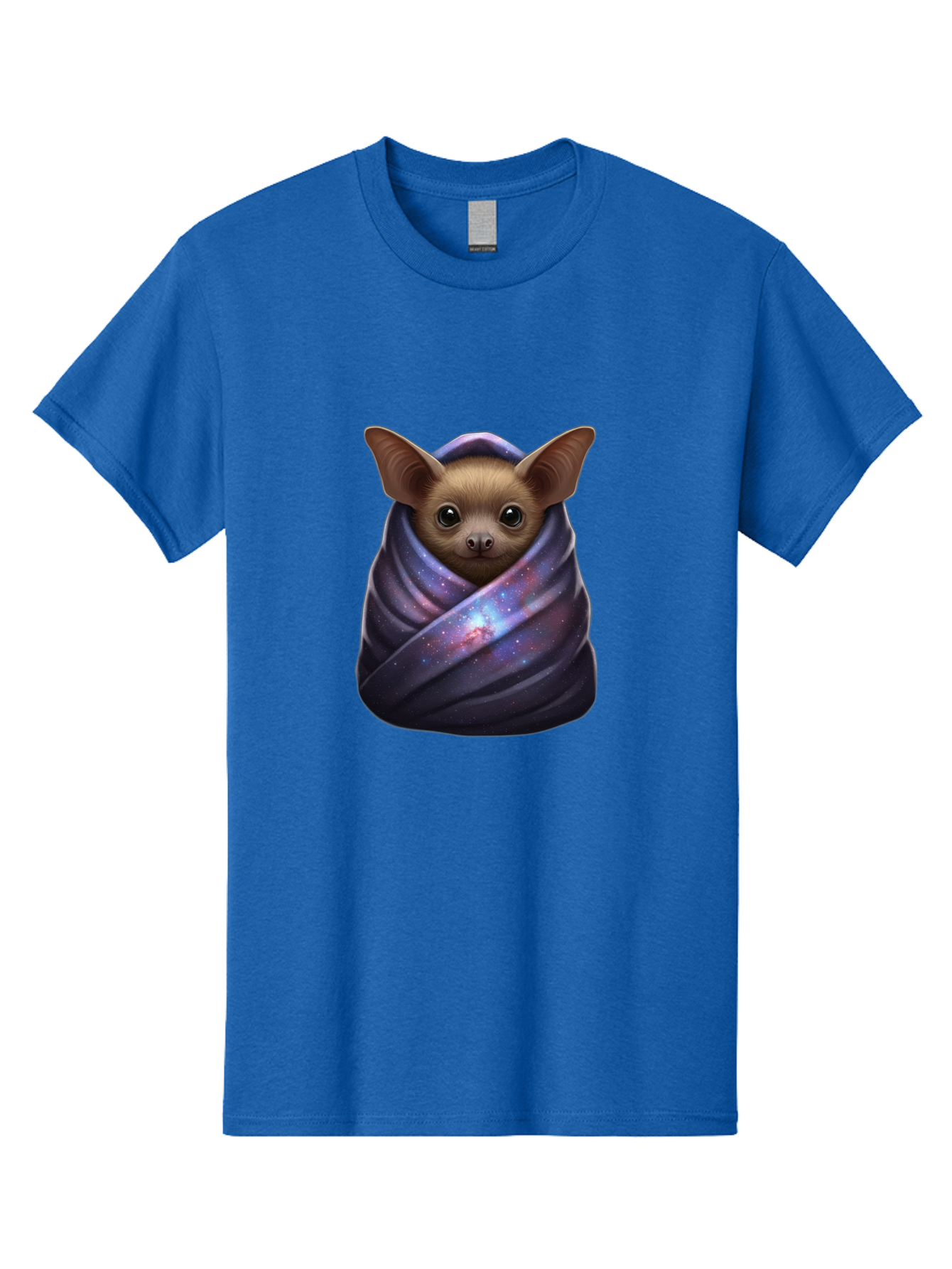 Bat-Wrapped-In-Galaxy-Blanket-1 Men'S Graphic Tee, 100% Cotton, Comfortable Casual Summer Wear, Machine Washable, Vintage Camera, Old Camera, Antique Camera, Black Camera, Classic Photography, Photography Equipment, Nostalgic Device, Bal768