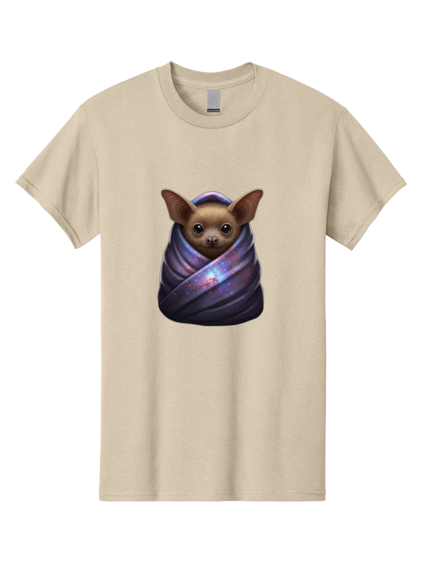 Bat-Wrapped-In-Galaxy-Blanket-1 Men'S Graphic Tee, 100% Cotton, Comfortable Casual Summer Wear, Machine Washable, Vintage Camera, Old Camera, Antique Camera, Black Camera, Classic Photography, Photography Equipment, Nostalgic Device, Bal768