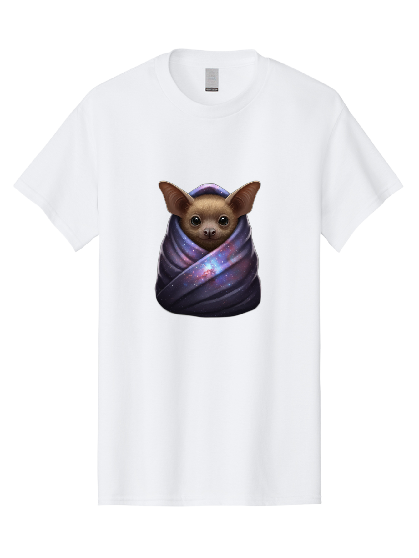 Bat-Wrapped-In-Galaxy-Blanket-1 Men'S Graphic Tee, 100% Cotton, Comfortable Casual Summer Wear, Machine Washable, Vintage Camera, Old Camera, Antique Camera, Black Camera, Classic Photography, Photography Equipment, Nostalgic Device, Bal768
