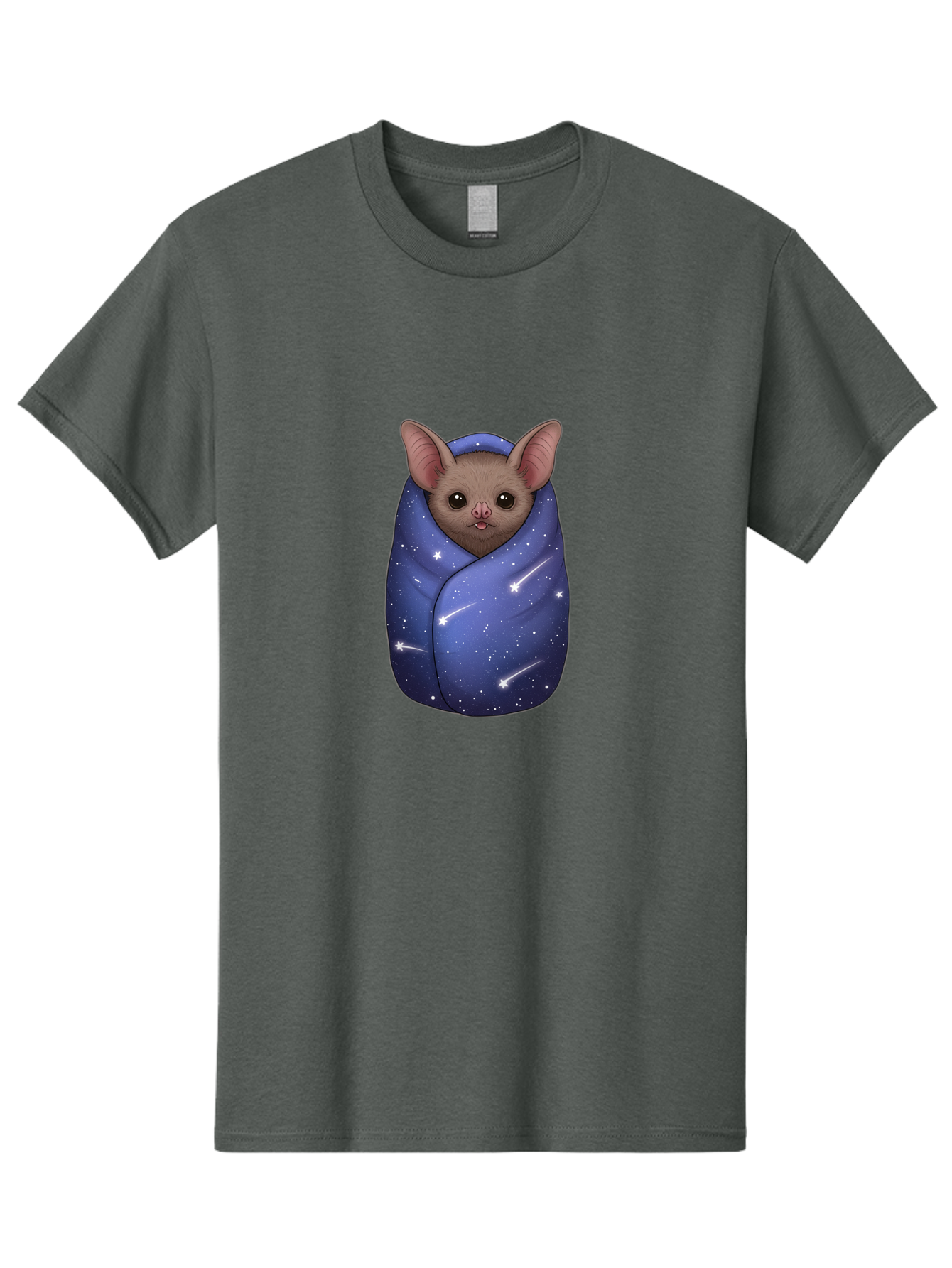 Bat-Wrapped-In-Galaxy-Blanket-2 Men'S Graphic Tee, 100% Cotton, Comfortable Casual Summer Wear, Machine Washable, Vintage Camera, Old Camera, Antique Camera, Black Camera, Classic Photography, Photography Equipment, Nostalgic Device, Bal769