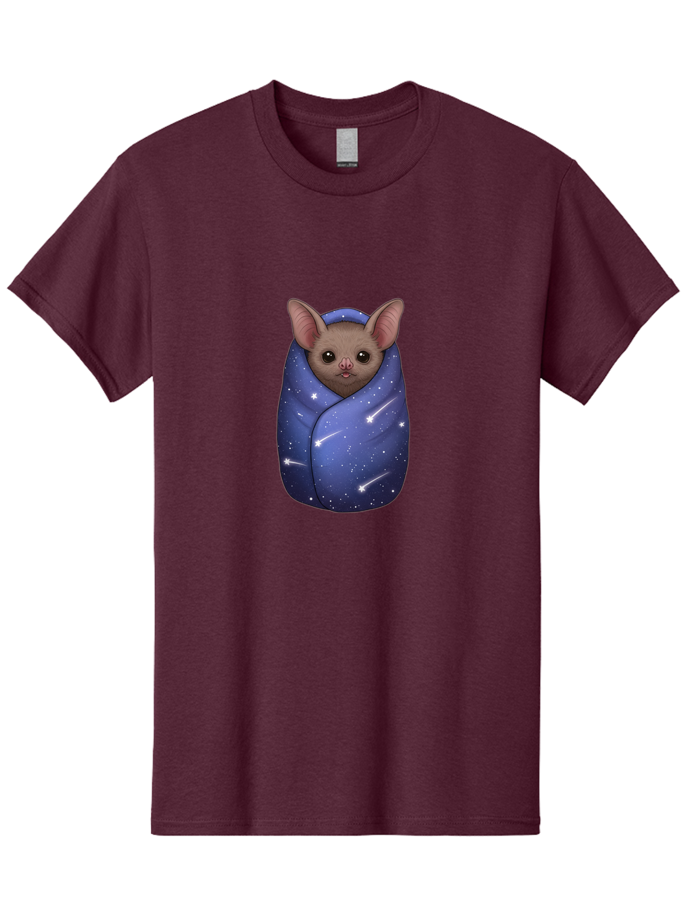 Bat-Wrapped-In-Galaxy-Blanket-2 Men'S Graphic Tee, 100% Cotton, Comfortable Casual Summer Wear, Machine Washable, Vintage Camera, Old Camera, Antique Camera, Black Camera, Classic Photography, Photography Equipment, Nostalgic Device, Bal769