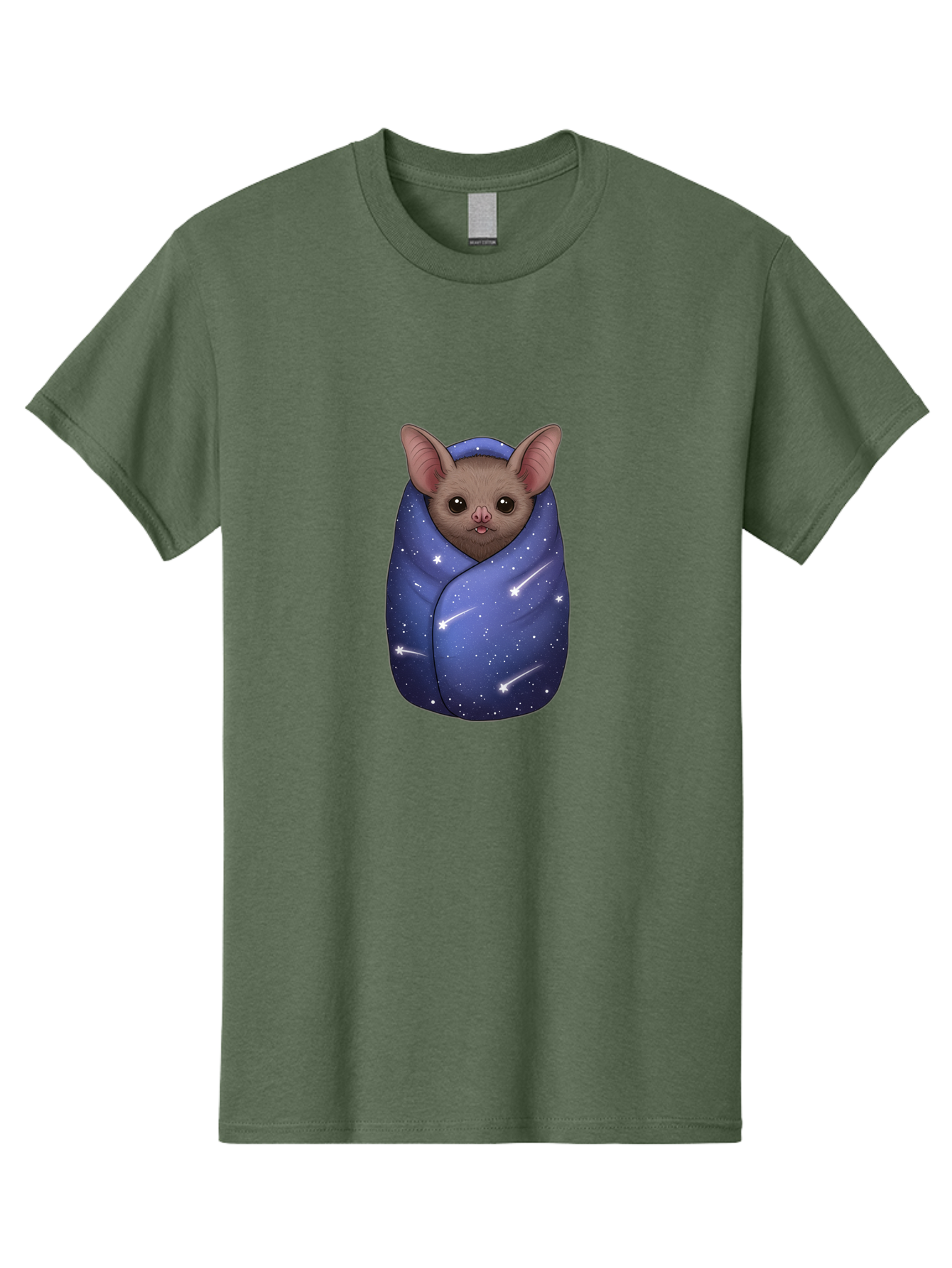 Bat-Wrapped-In-Galaxy-Blanket-2 Men'S Graphic Tee, 100% Cotton, Comfortable Casual Summer Wear, Machine Washable, Vintage Camera, Old Camera, Antique Camera, Black Camera, Classic Photography, Photography Equipment, Nostalgic Device, Bal769